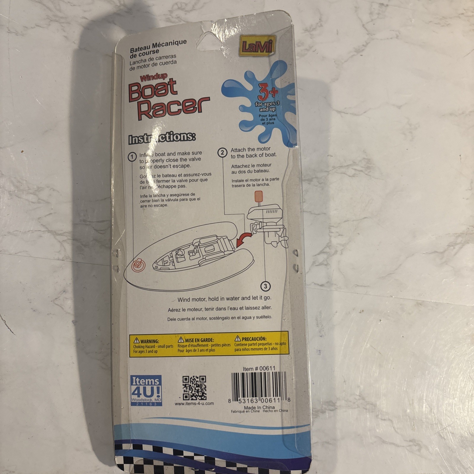 Items 4U! Windup Boat Racer Inflatable Toy Boat (ages 3+) New/Sealed