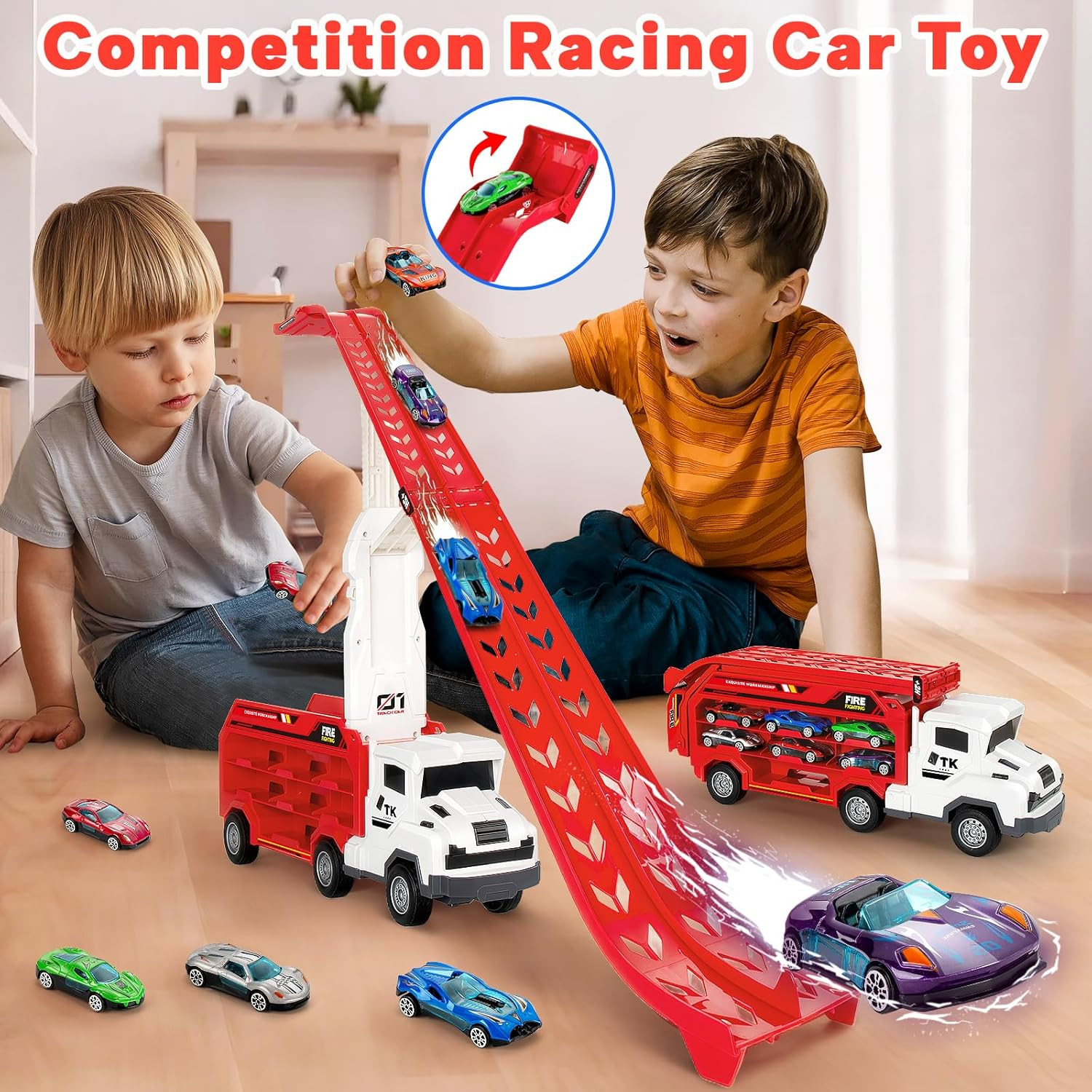 Truck Car Toys for 3, 4, 5, 6 Years Old Boys Girls, 25 in Race Track Truck Toys,