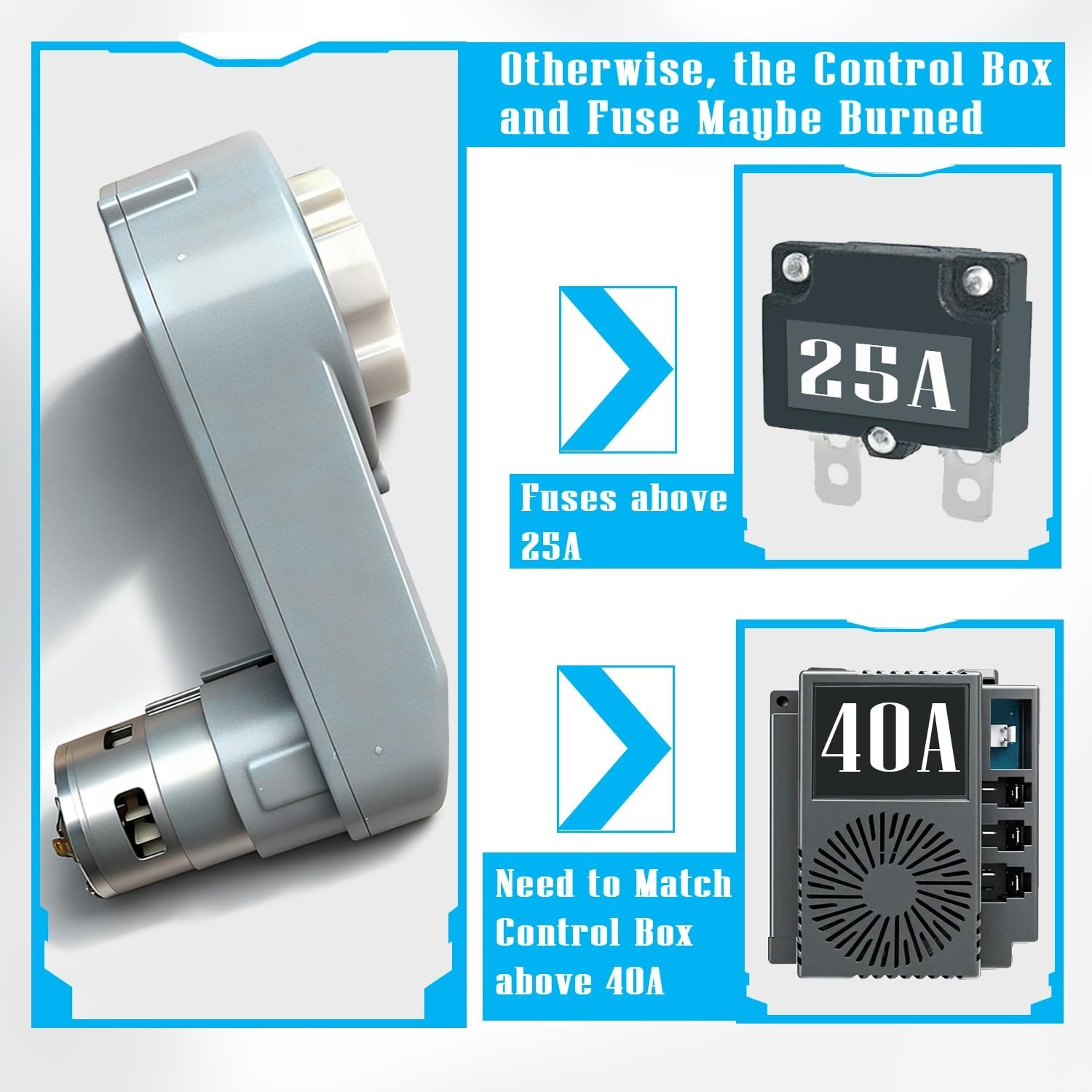 24V RS775 Fast Motor Gearbox Pair for Power Wheels Upgrade – 12V-24V High Torque