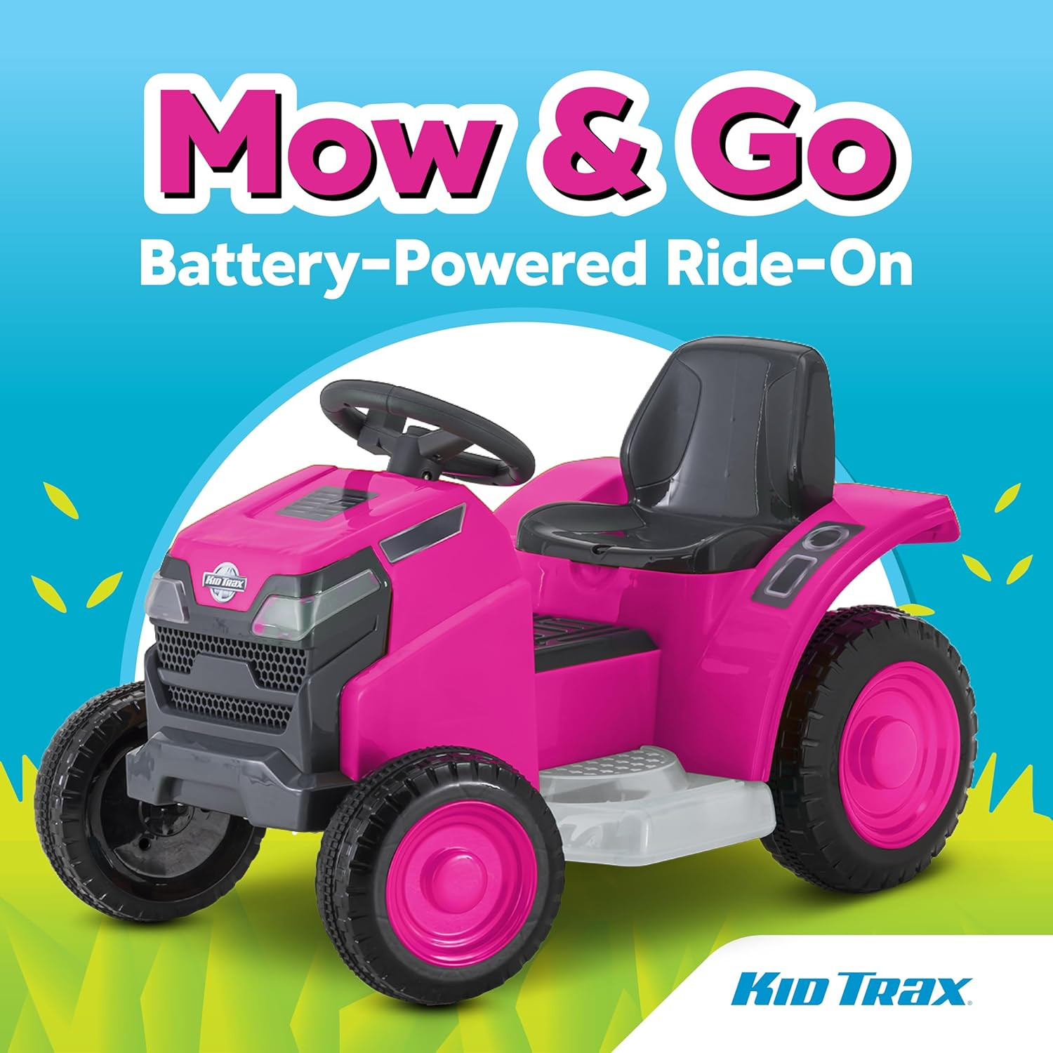 6V Mow and Go Ride on Lawn Mower – Electric Cars for Kids, Toddler Outdoor Toys,