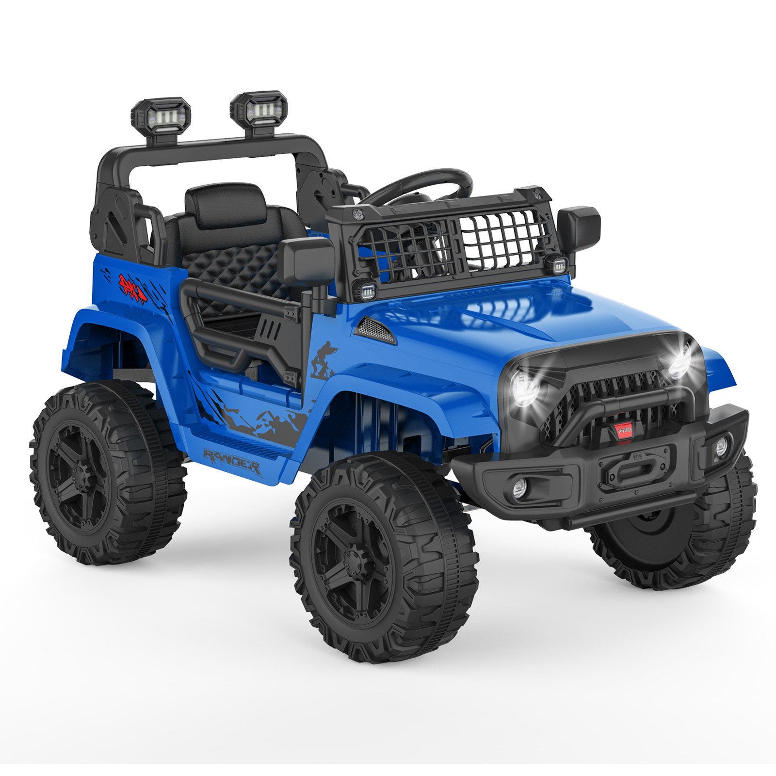 Blue Kids Electric Ride on Car Toys 12V with Remote Control for Kids 3-8
