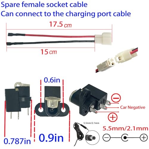 6V 12V 24V Round Charger Charging Port for Kids Power Wheels Ride on Electric