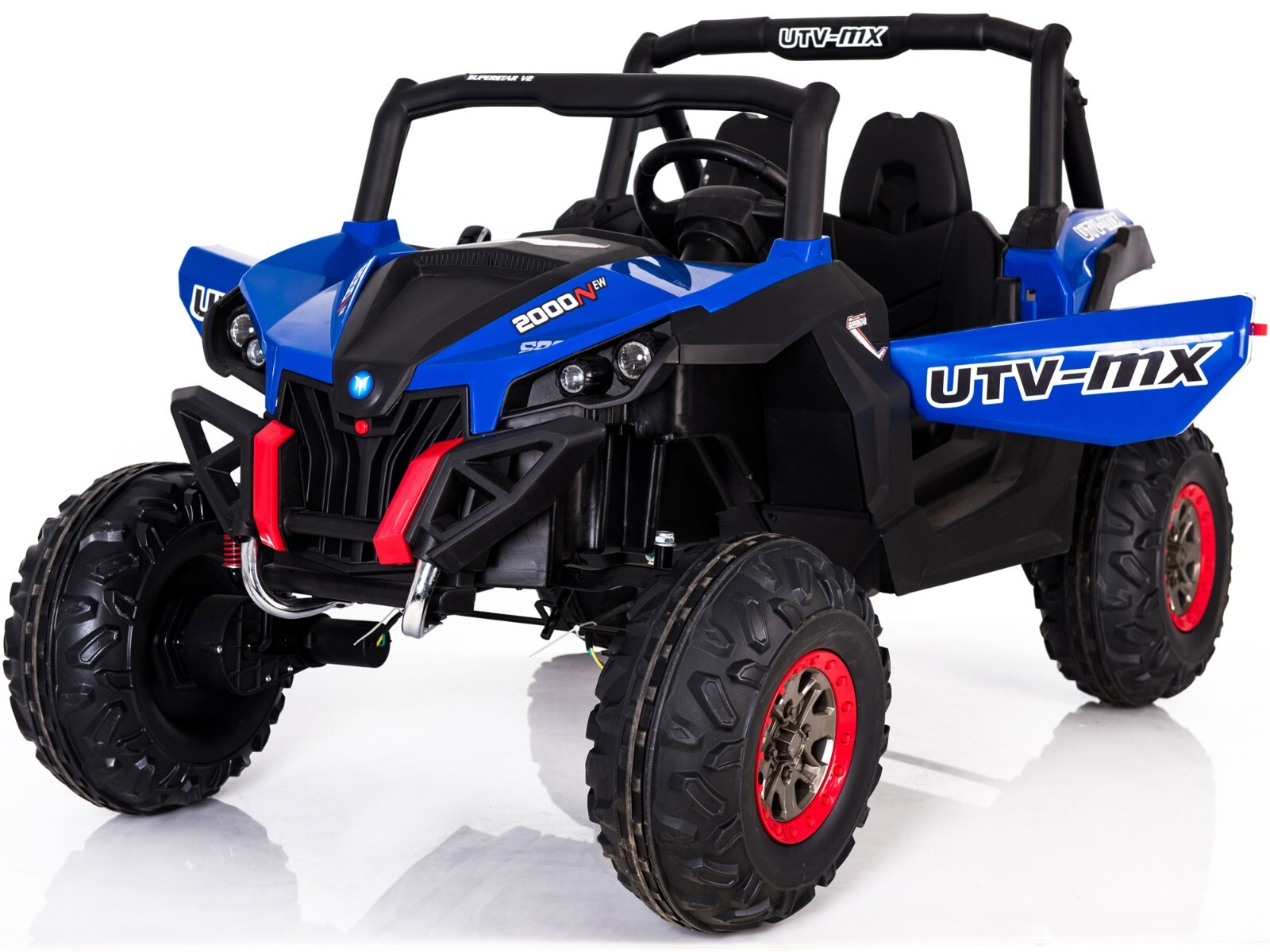 Mini MotoTec UTV 4×4 12v Blue (2.4ghz RC) Two Seater Electric – Ride On Toddler✅