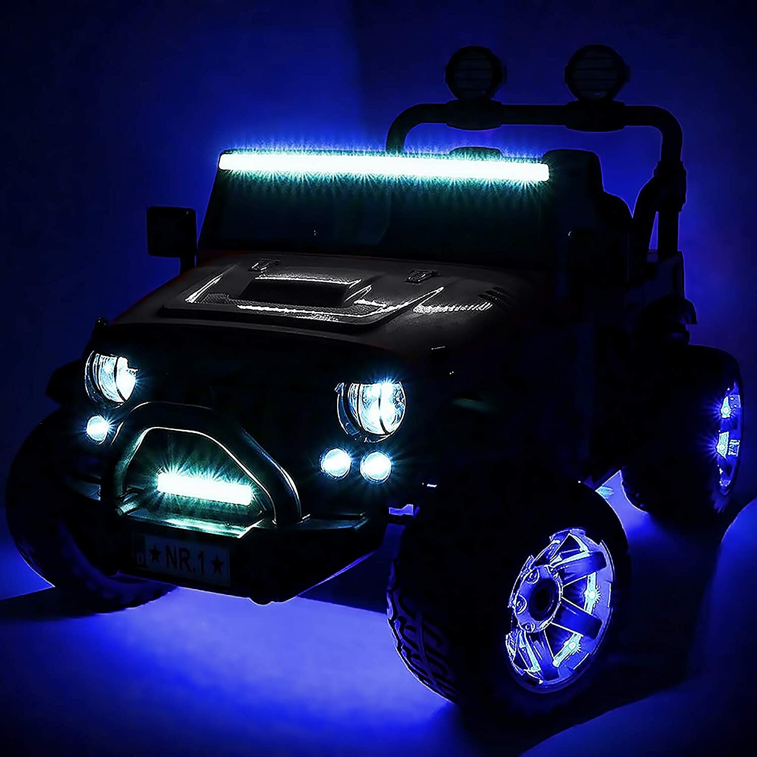 12V KIDS RIDE ON JEEP TRUCK CAR,TWO POWERFUL MOTORS,2 SEATS,RUBBER TIRES W R/C