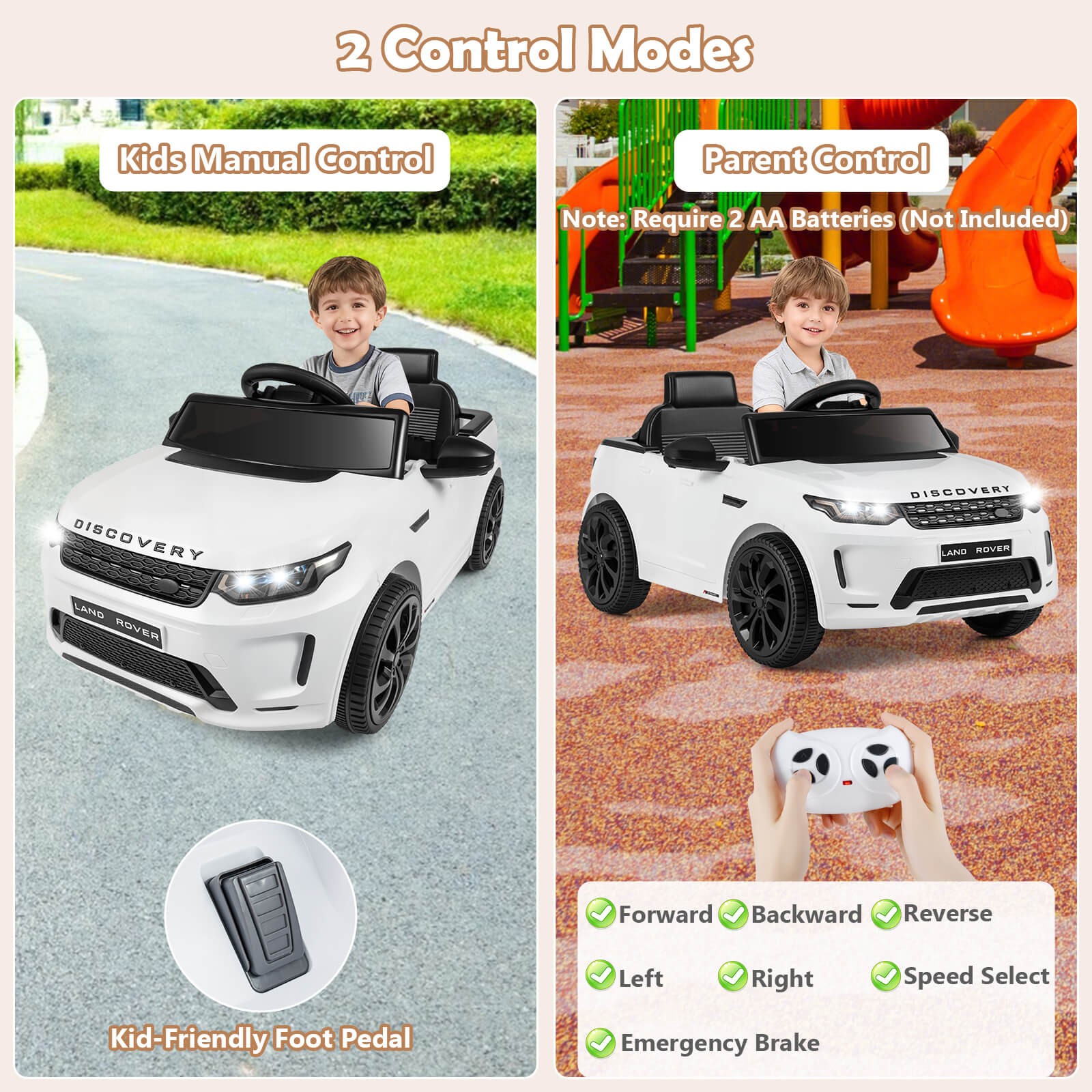 Licensed Land Rover Kids Ride on Car w/Remote Control, LED Lights, Music, Horn
