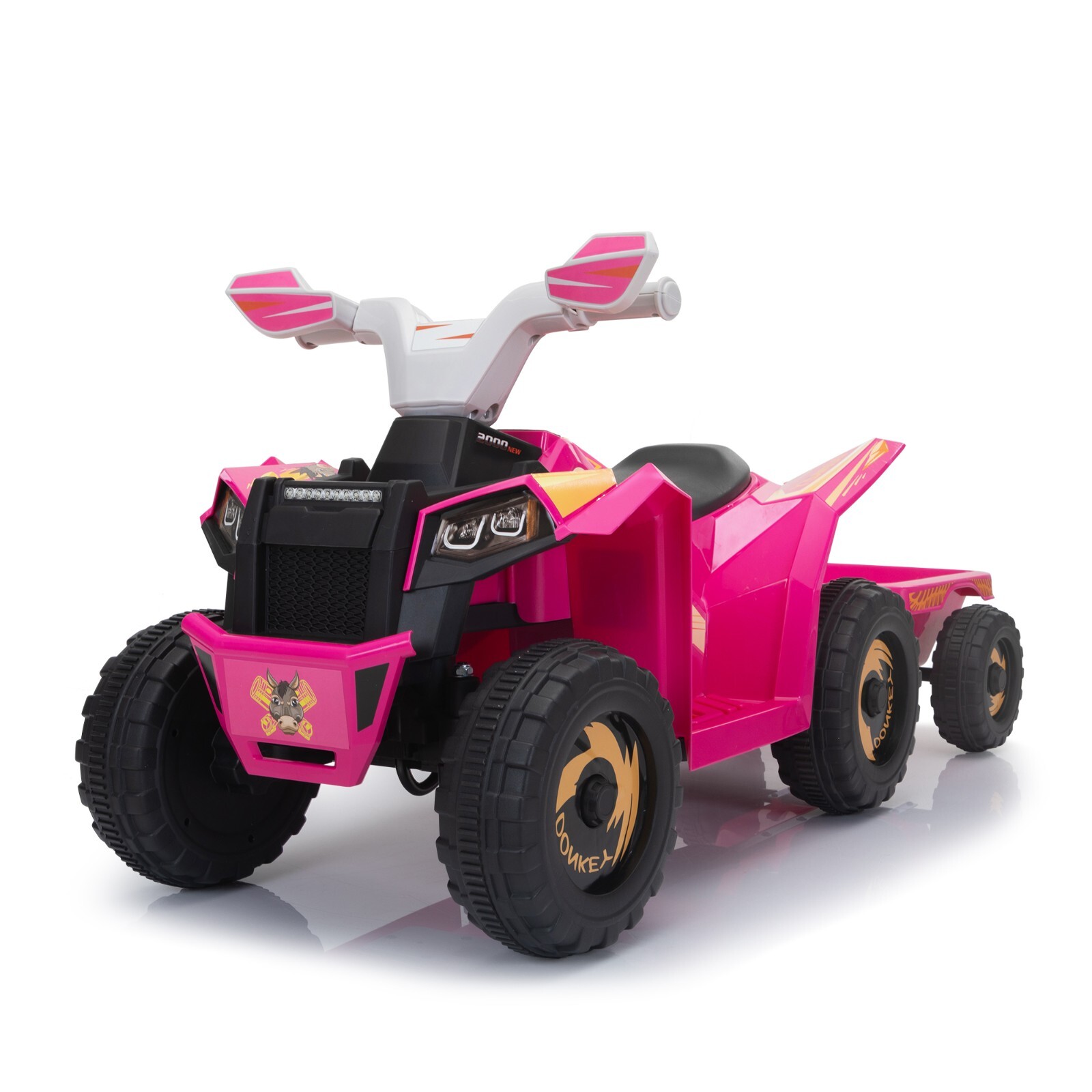 TOBBI 6V Kids Electric Ride on Car Toddler Quad Bike ATV w/Trailer for Kids 3-6