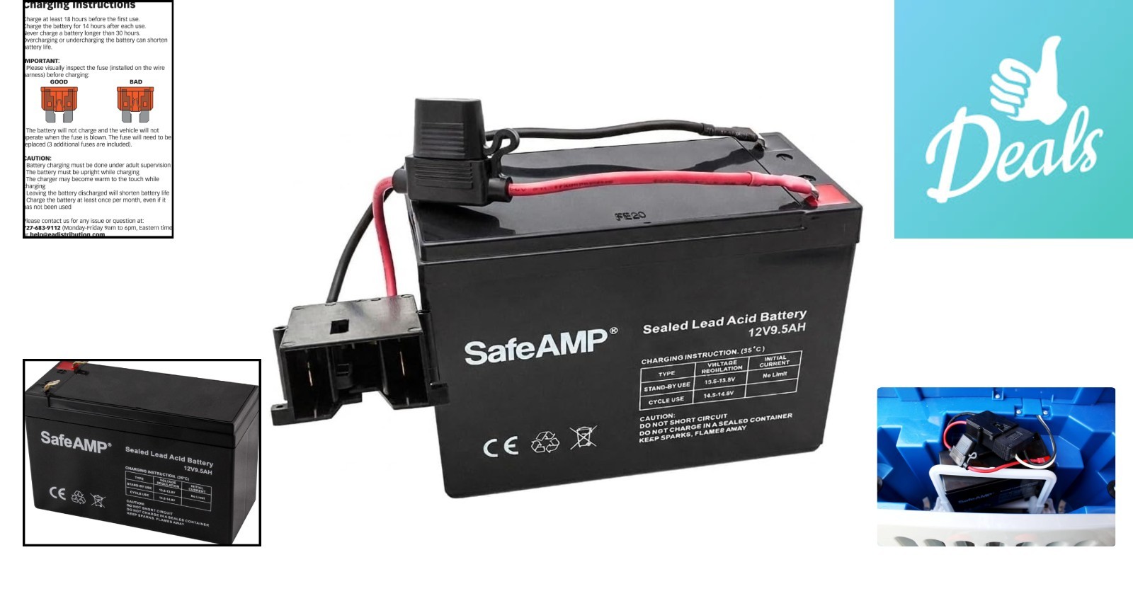 Rechargeable 12V Lead Acid Battery for Fisher-Price Power Wheels – 9.5AH