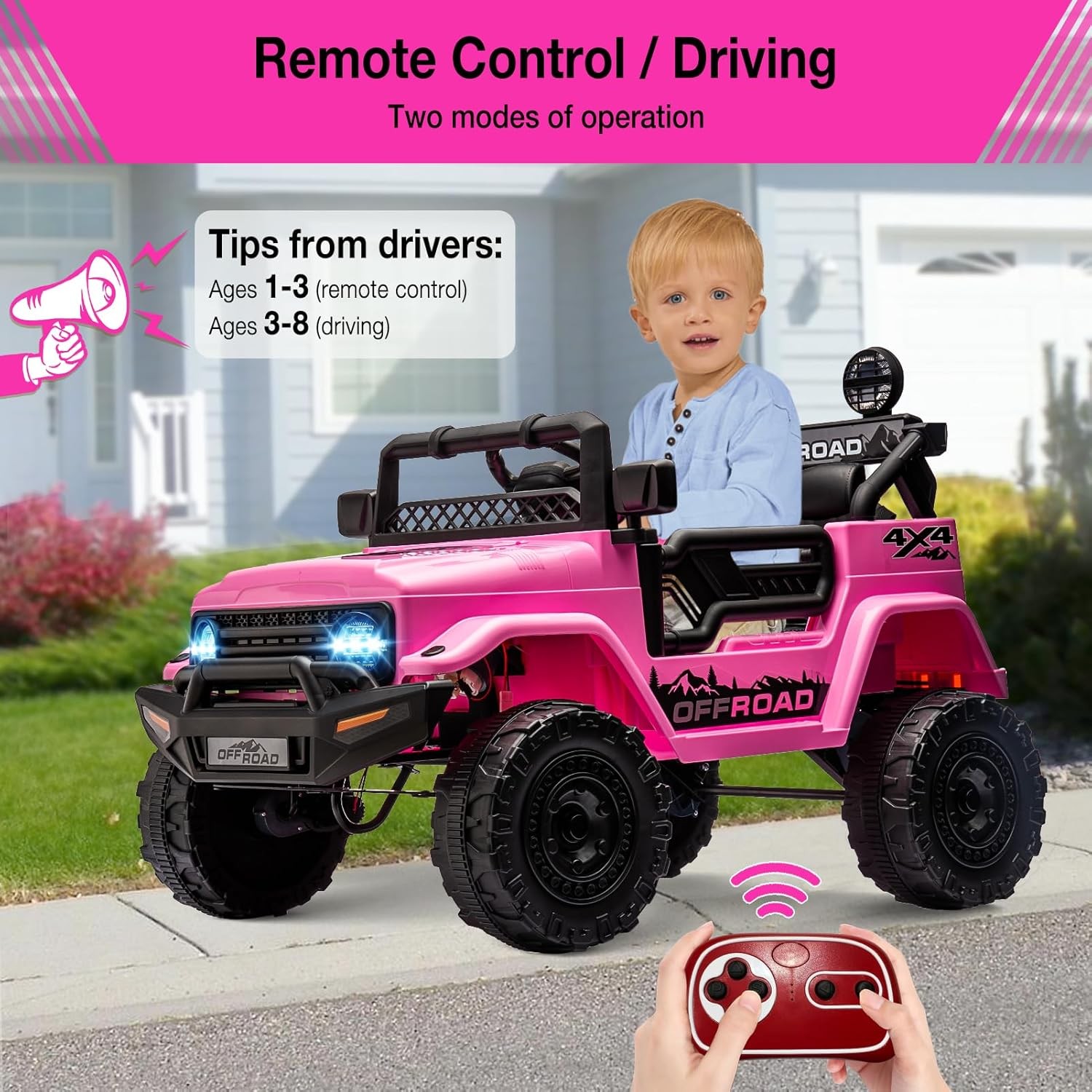 12V Kids Ride on Car Toy,3Rd Gear,Spring Suspension,Safety Brake and Bluetooth