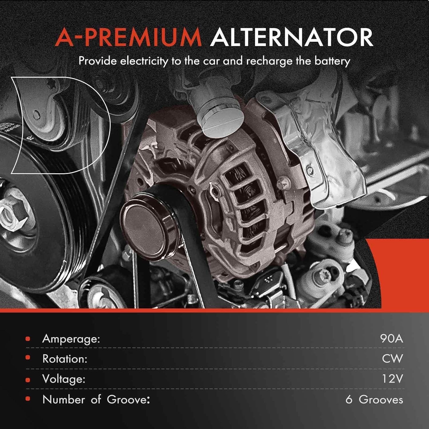 A-Premium Alternator Compatible with Ford Models – 1999-2001- For F250 F350 F…