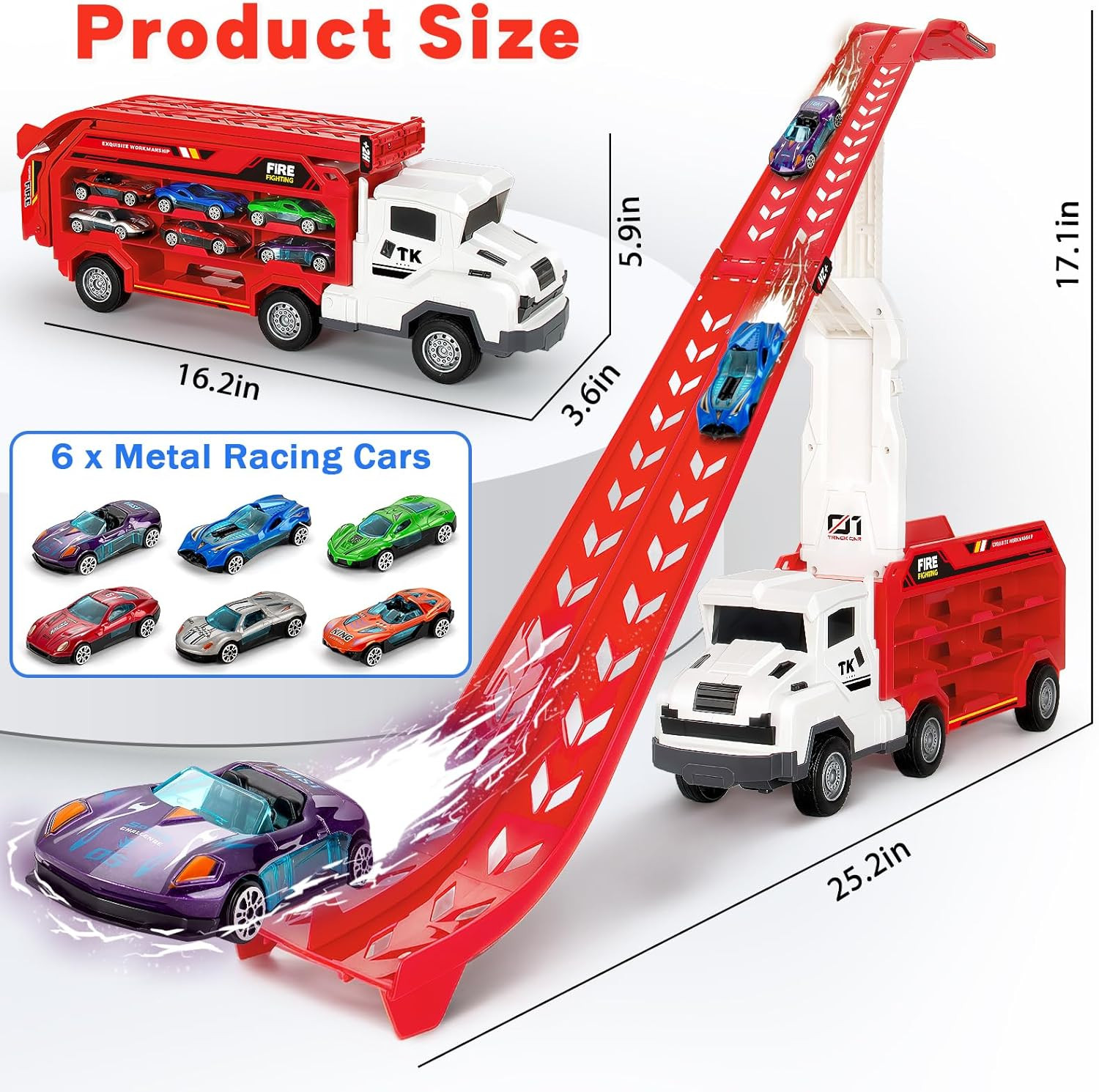 Truck Car Toys for 3, 4, 5, 6 Years Old Boys Girls, 25 in Race Track Truck Toys,