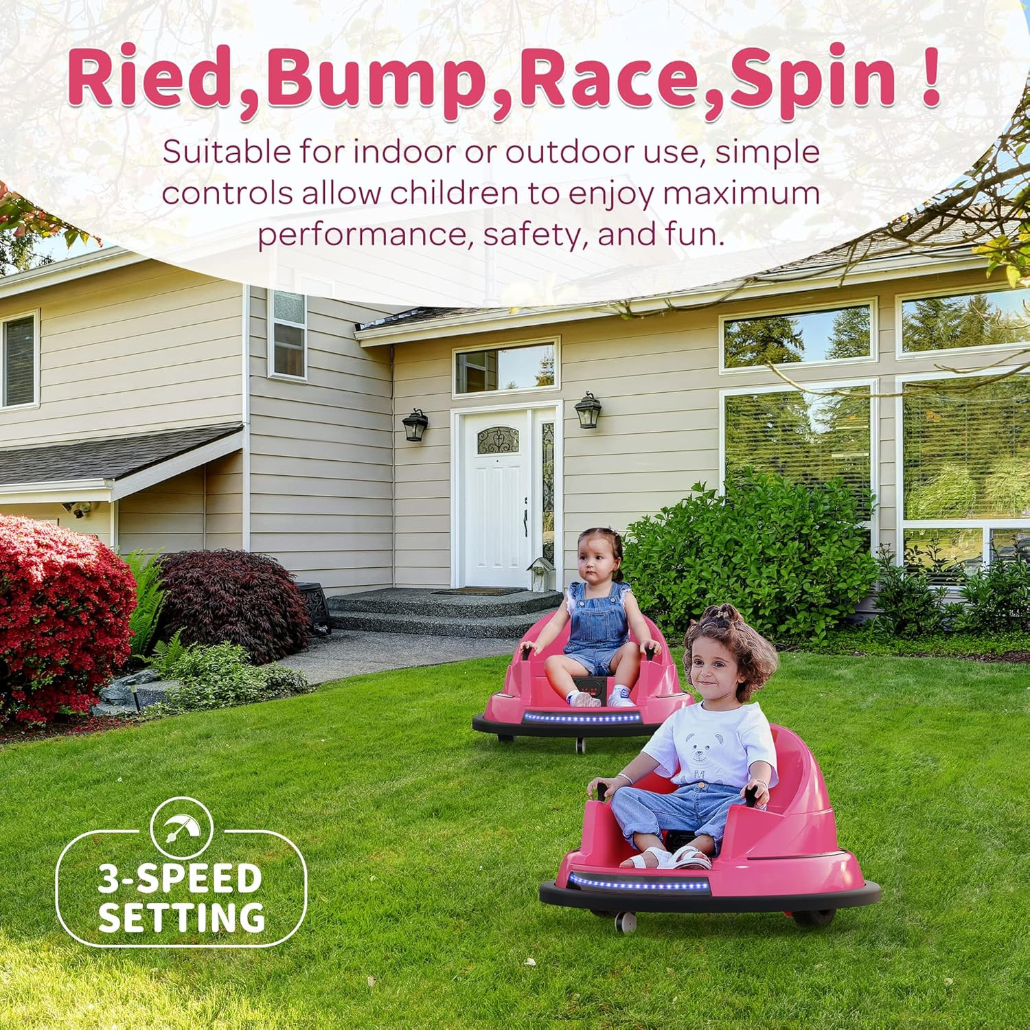 Bumper Car for Toddlers 2-8, 12V Toddler Bumper Car with Remote Control, Safety