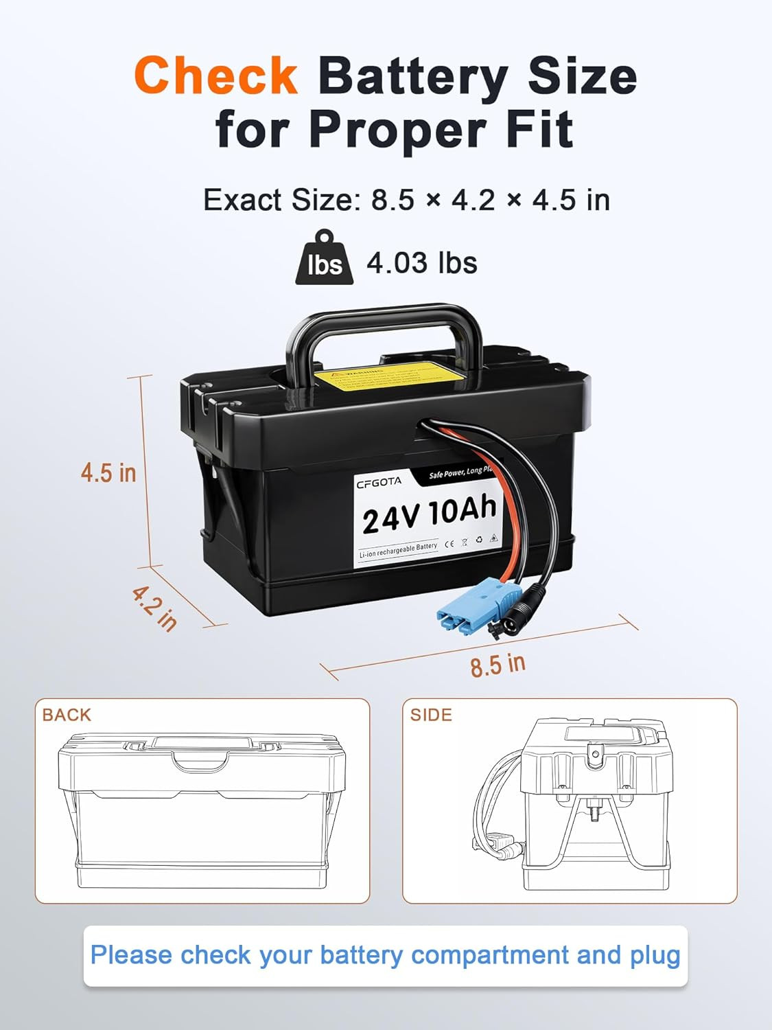 24V 10Ah Lithium Battery for Ride-On Cars & Toys, Compatible with Dynacraft Real