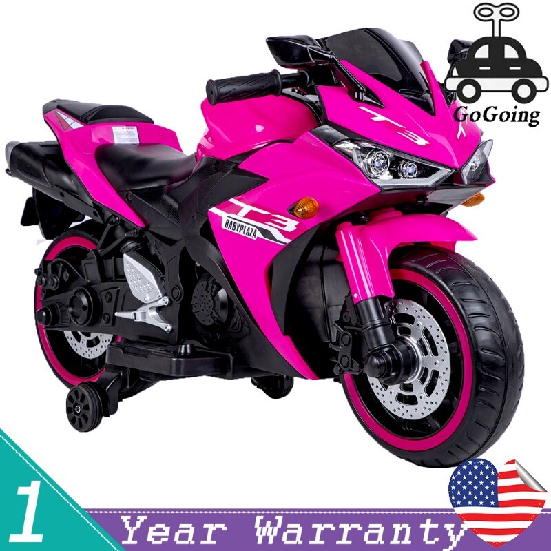12V Kids Motorcycle Ride On Toy w/ Training Wheels 12v7ah for kids 3-6 Years Old