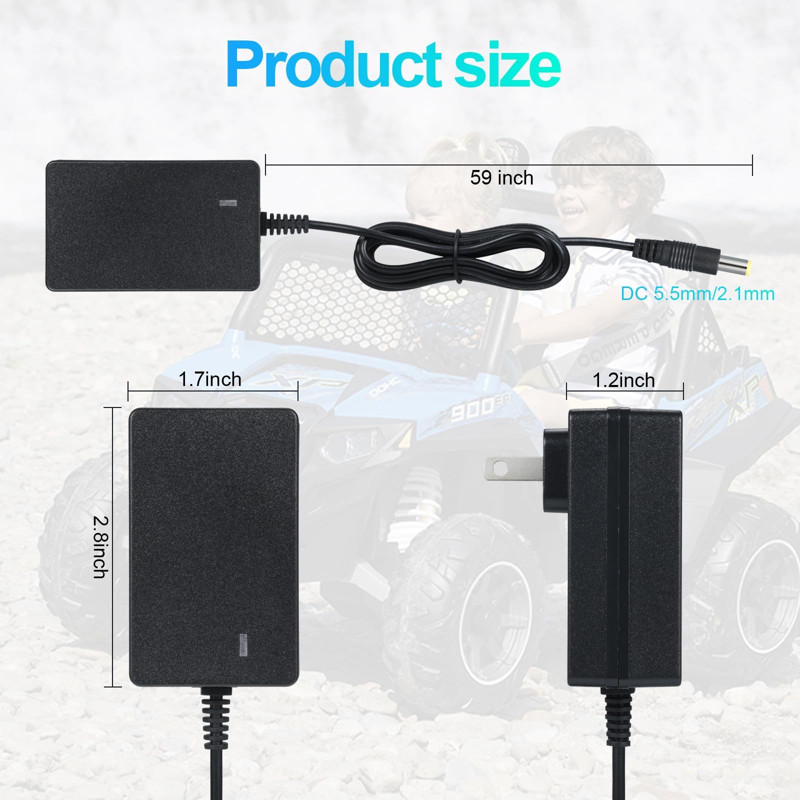 6v Battery Charger for Kids Ride On Car Toys 6 Volt black