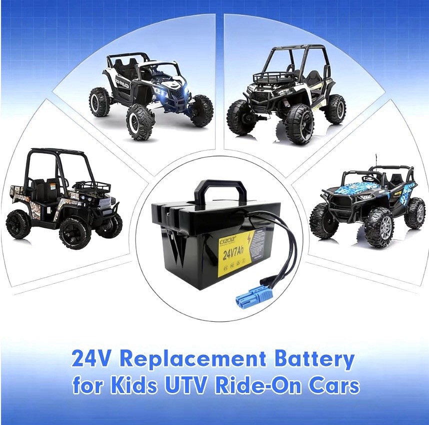 24V 12Ah Lithium Battery for Ride-On Cars, Fits Dynacraft UTVs + 2A Fast Charger