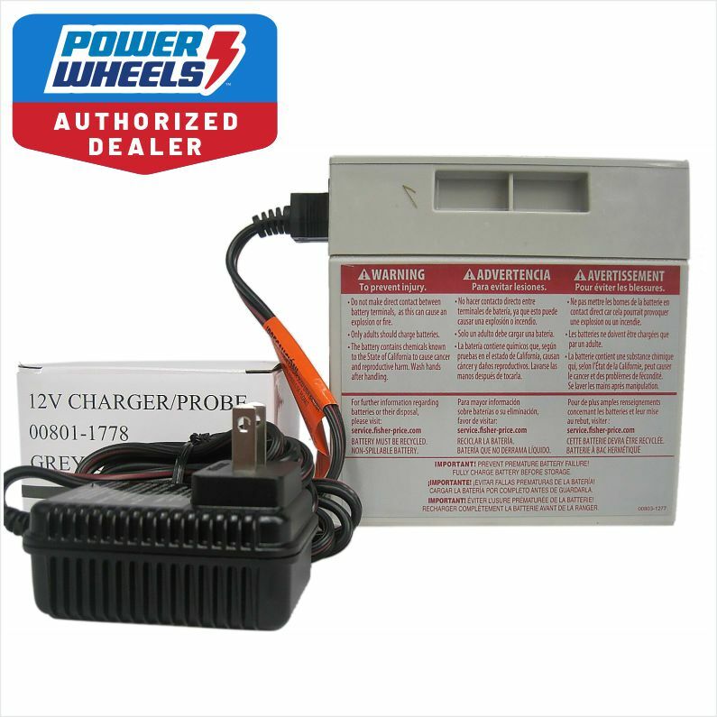 Power Wheels Barbie Jammin Jeep Battery 12V Gray Battery & 12V Charger Combo