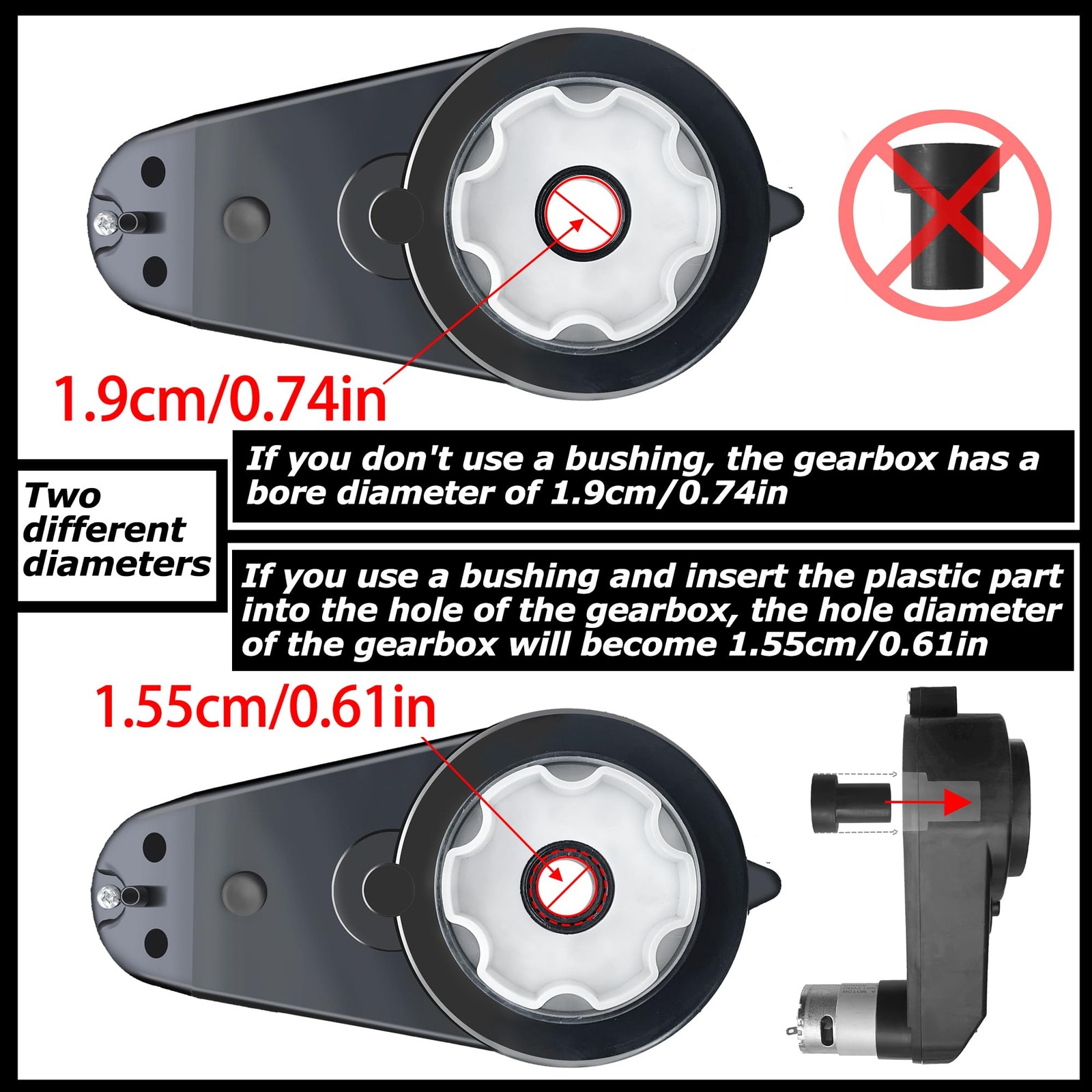 Pack 24V RS555 High Torque Steel Motor Gearbox for Power Wheels Upgrade