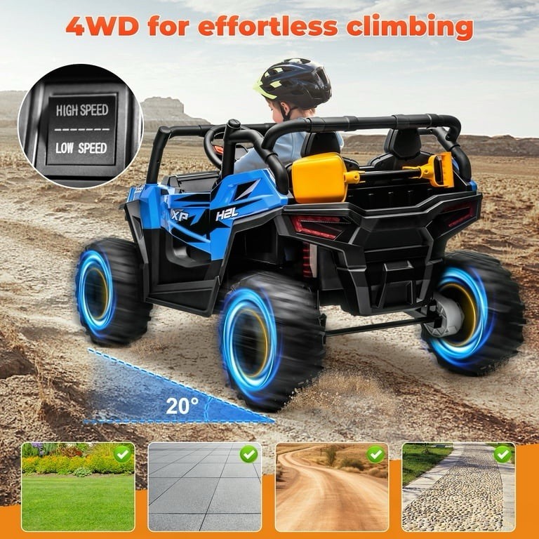 Kids Electric 2 Seat Ride On Car Truck Vehicle LED Lights, Music, Remote