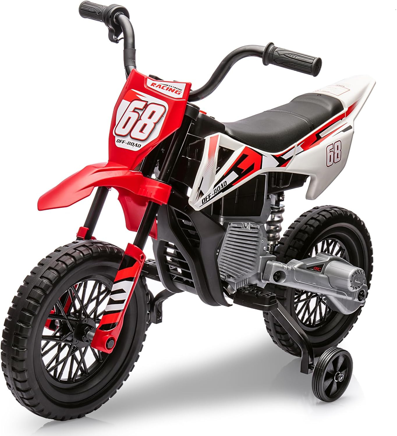 12V Kids Electric Dirt Bike with Training Wheels, Twist Grip Throttle, 3Mph Max