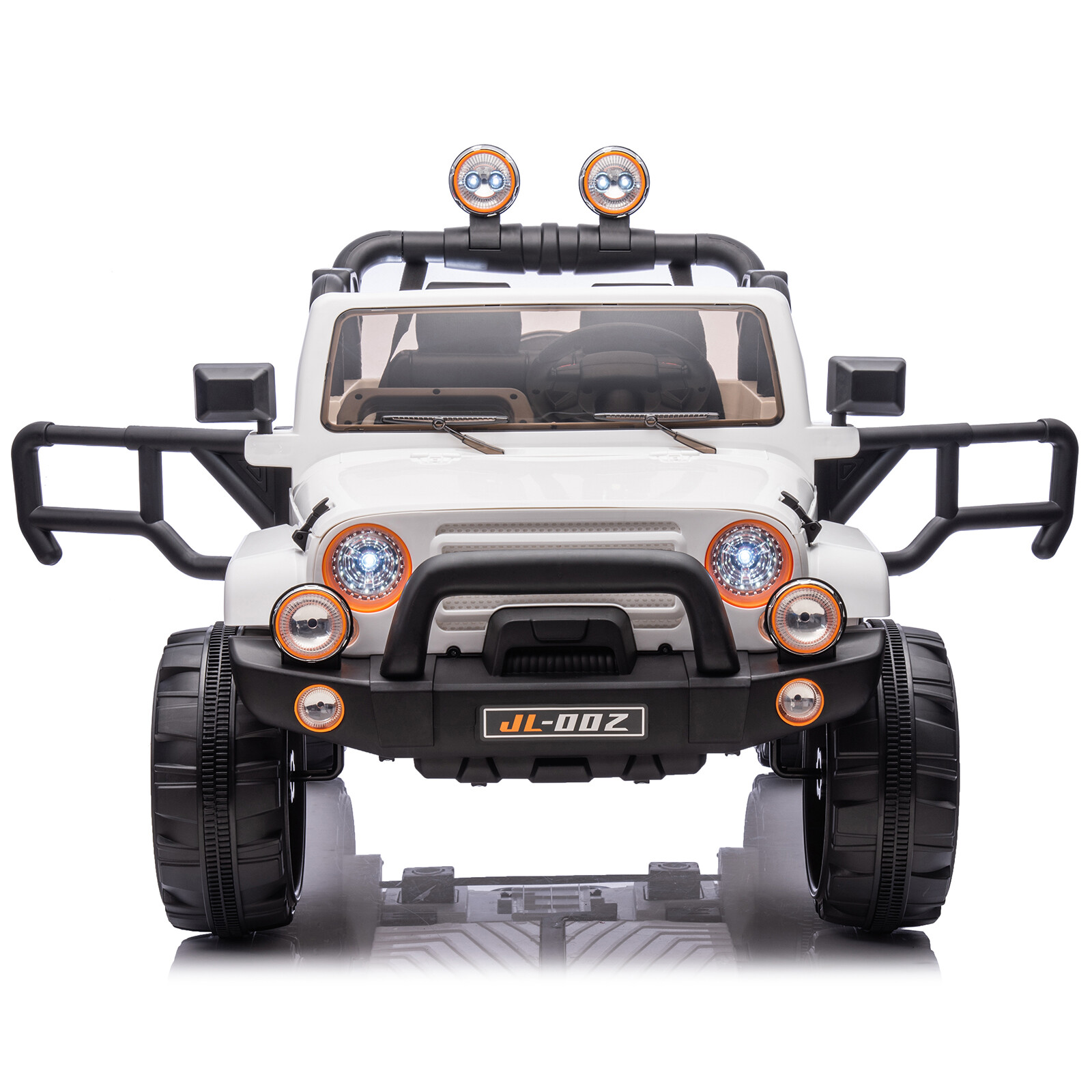 White Two Seater 12V Battery Kids Ride On Car Truck with 3 Speeds,LED,MP3,Remote