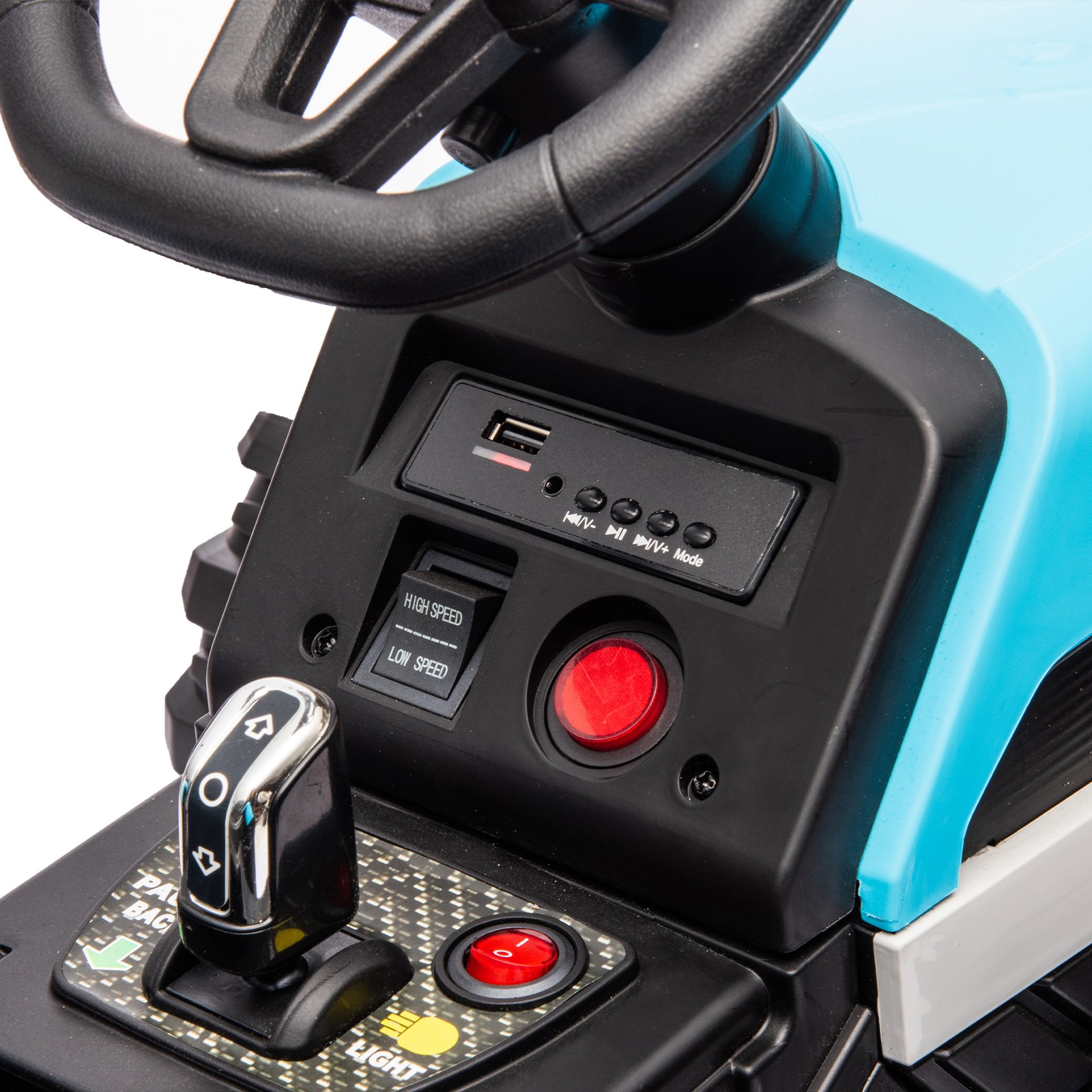 24v Kids Ride Tractor Trailer 1.86-4.97MPH electric car 3 speed adjustable Blue