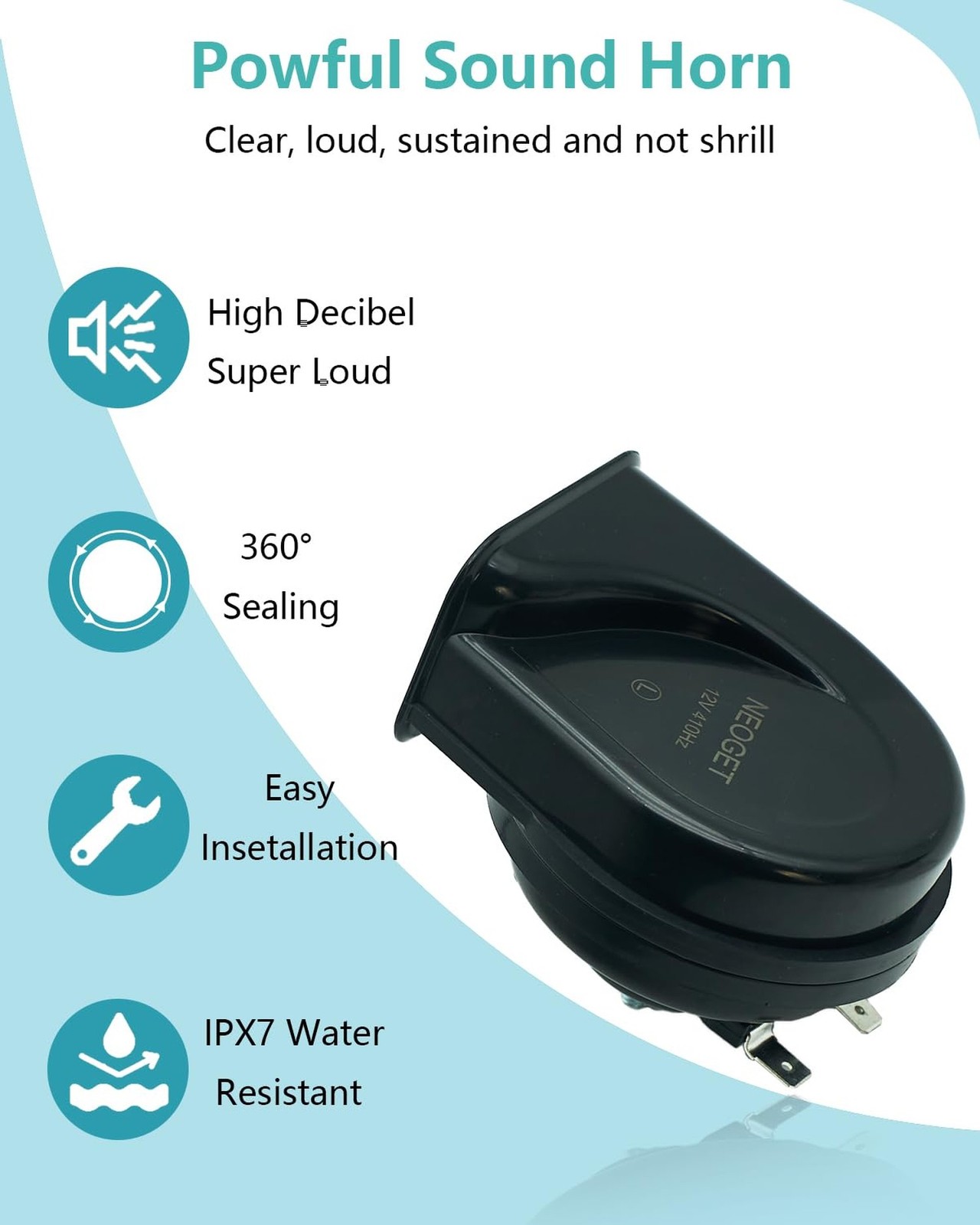 NEOGET Auto Horn 12V Loud Small Compact Car Horn High Low 2 Tone Universal Fi…