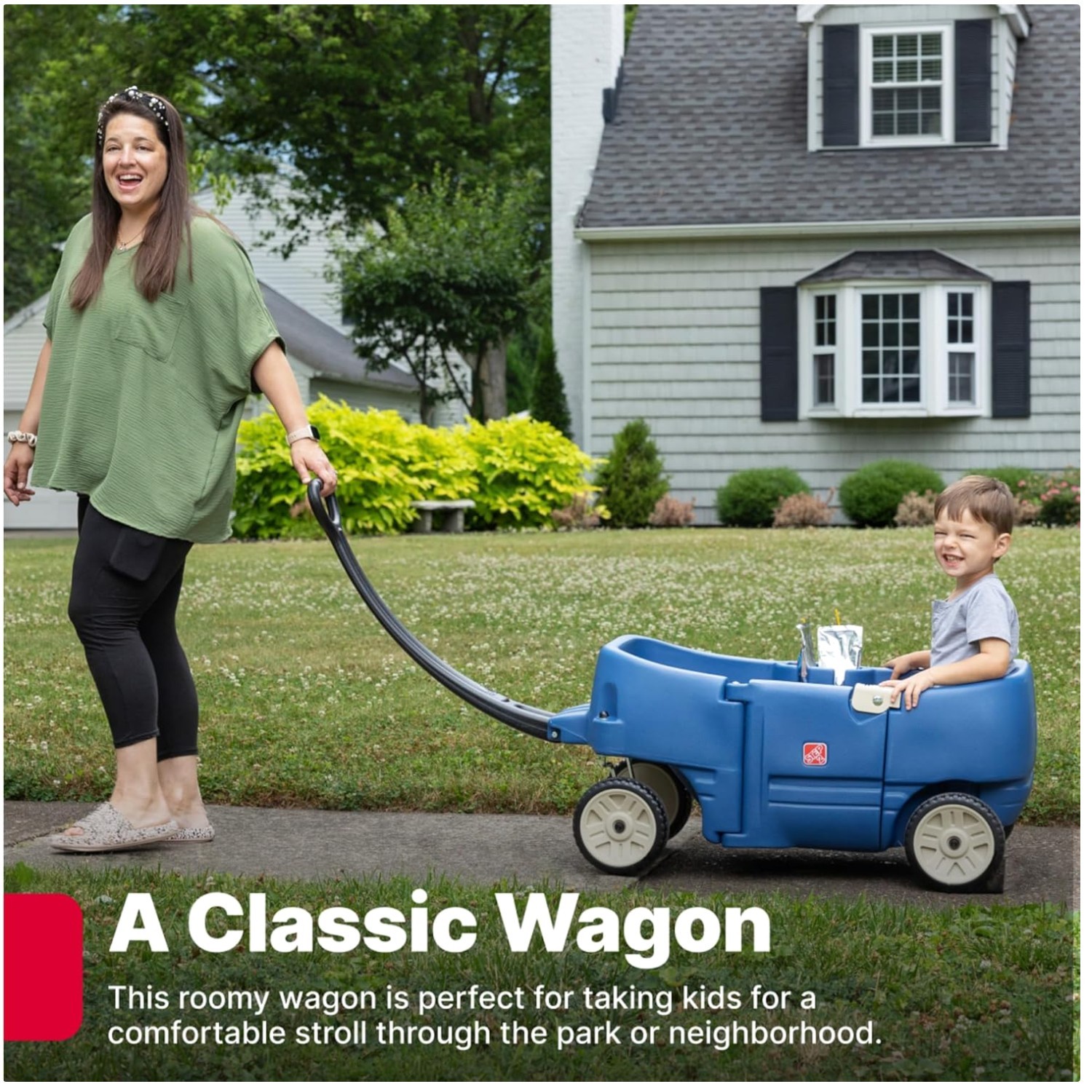 Classic Kids’ Ride-On Wagon, Durable Plastic Construction