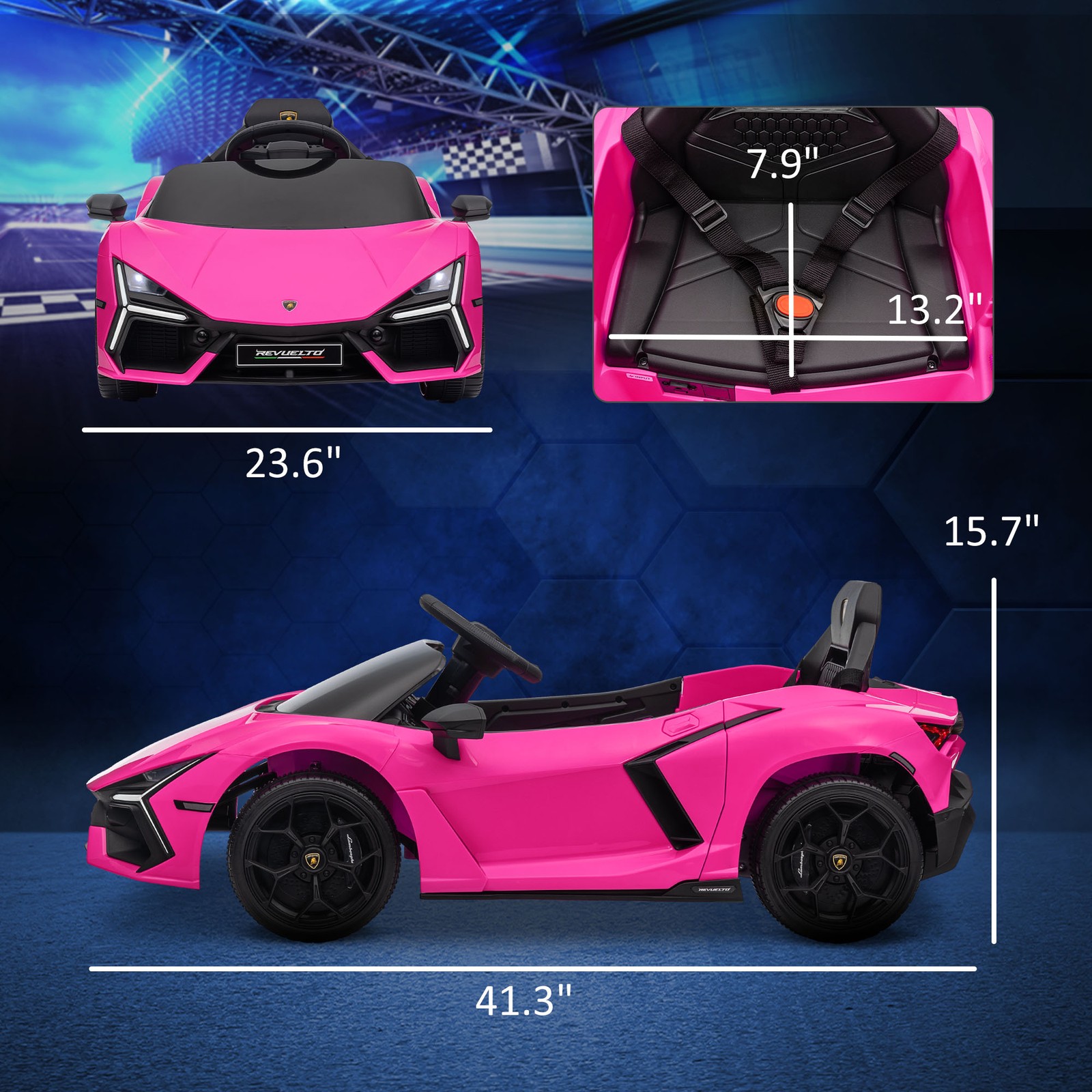 Lamborghini Revuelto Licensed Kids Ride on Car w/ Suspension, Pink