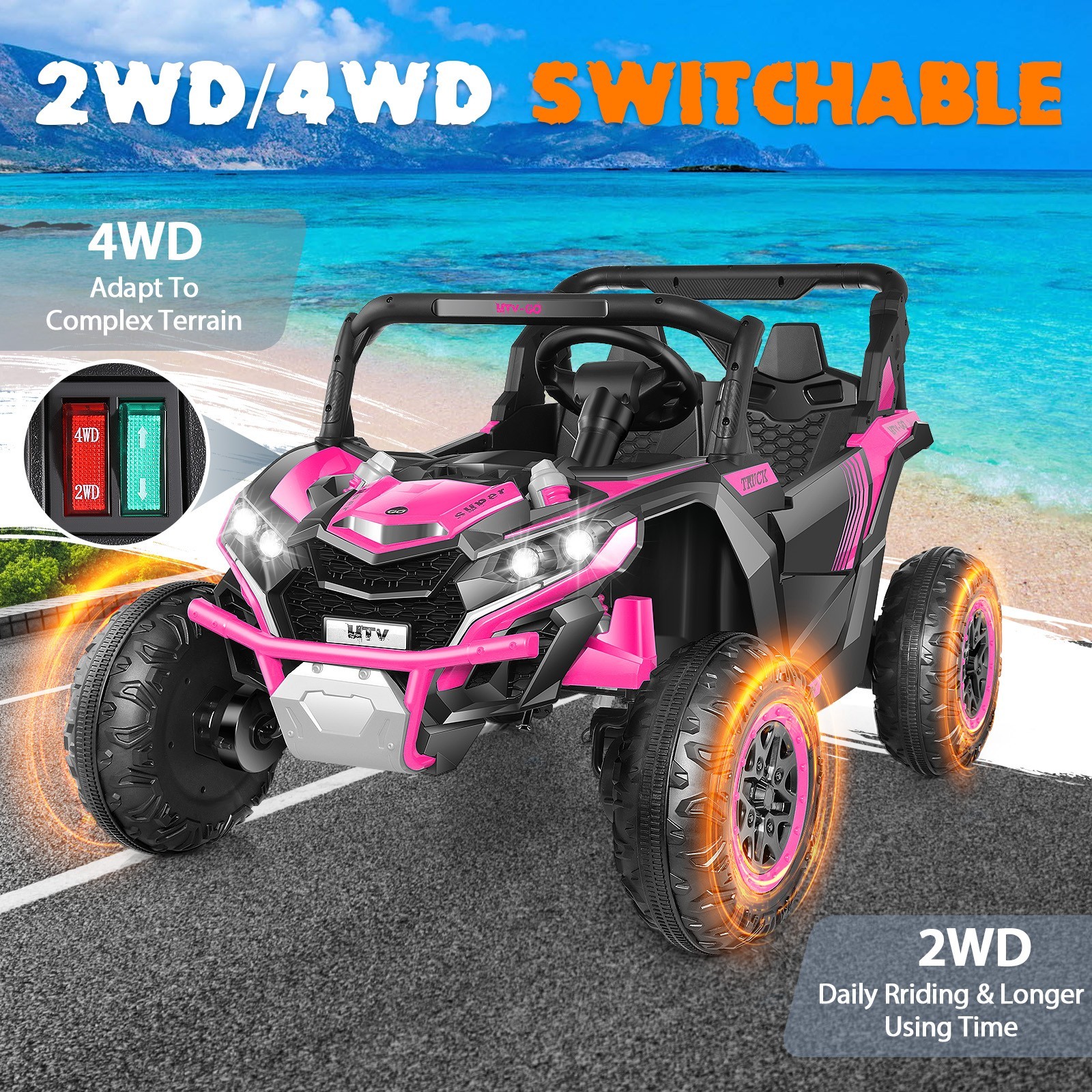Kids 2 Seater Ride on Car Toy 24V Electric Cars 4WD/2WD UTV with Remote Control