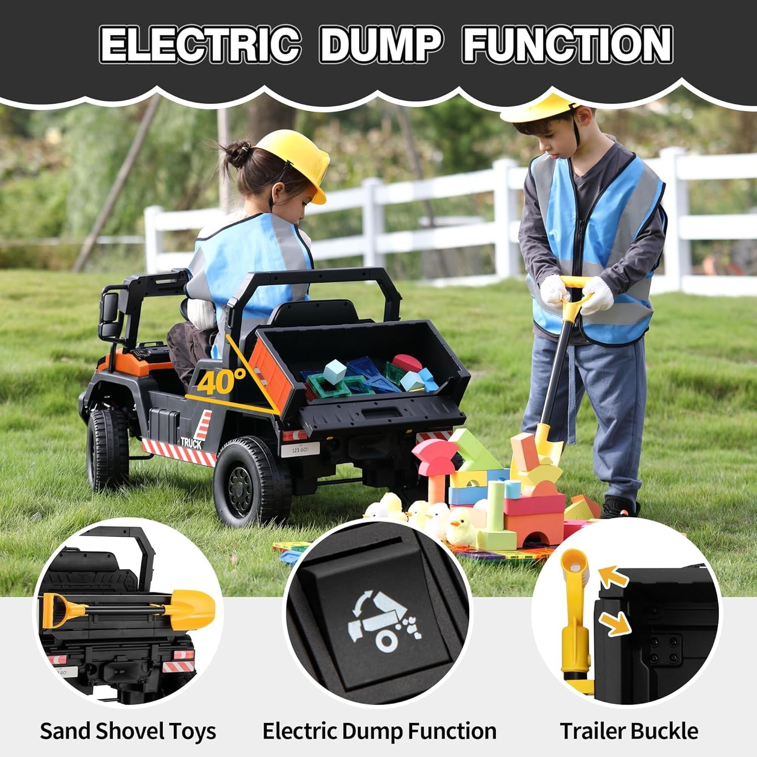 TOBBI Ride on Kids Car Dump Truck with Remote Control for Kids 3-8 Years, Yellow