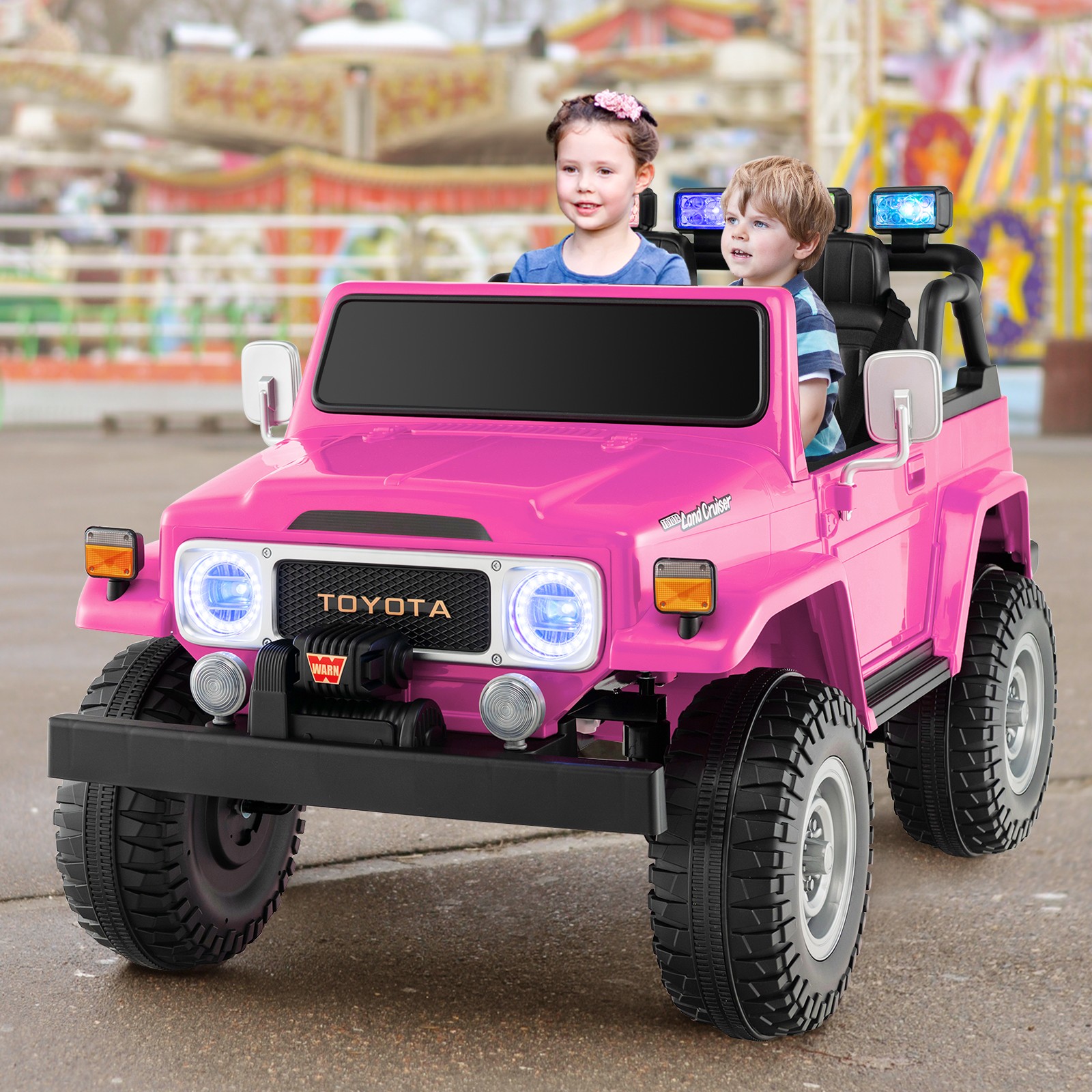 2 Seater Ride On Truck Car 12V Licensed Toyota FJ40 RC w/ Laser Light & Music