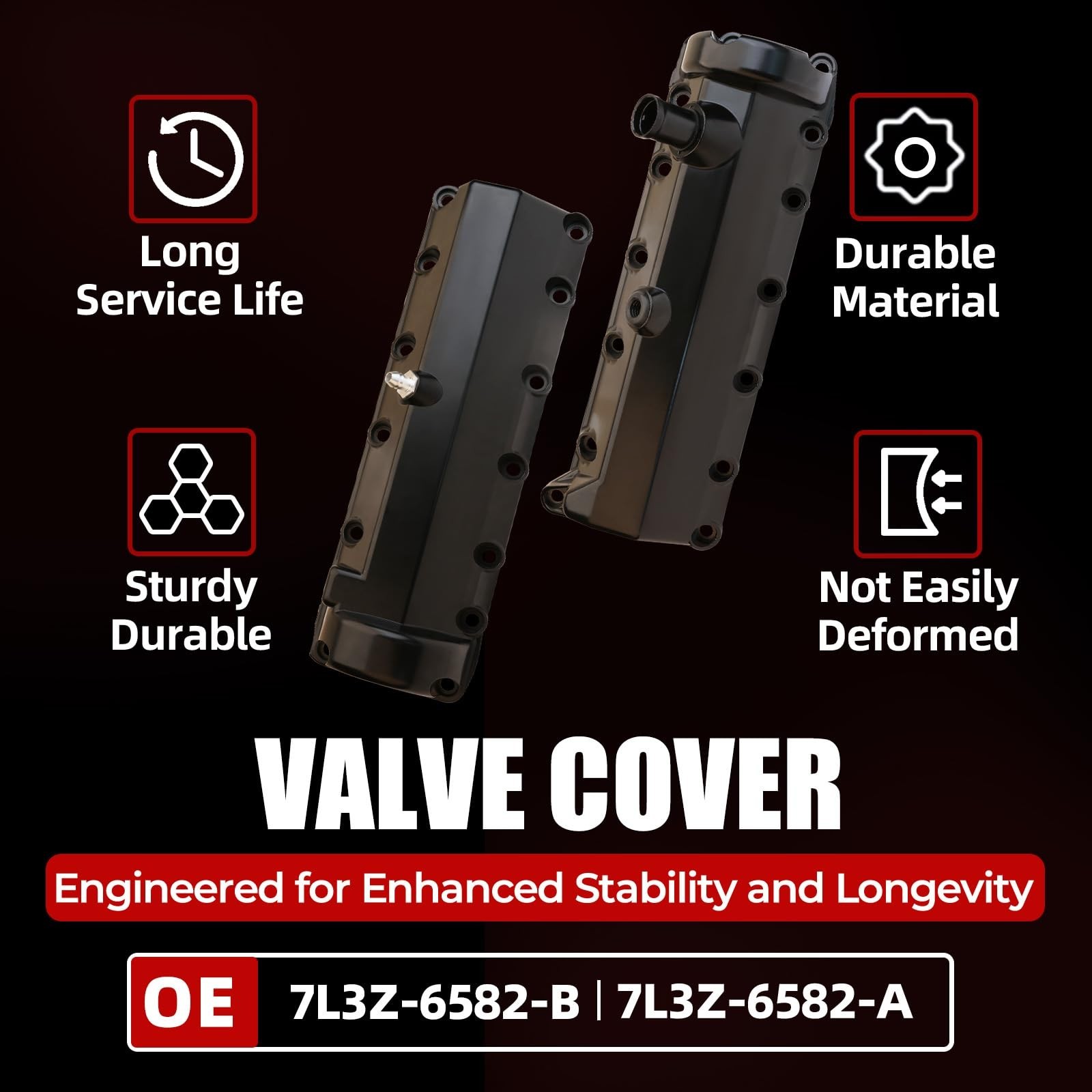MITZONE Aluminum Engine Valve Cover Set Compatible with 1997-2004 Ford E-150 …