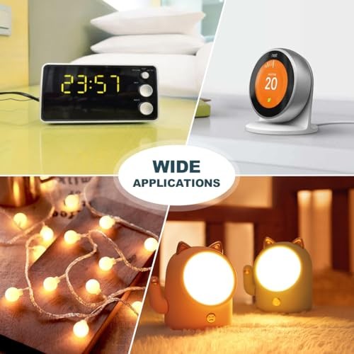 Adjustable AC Power Supply Adapter for AA Batteries, 3V to 6V, LED White