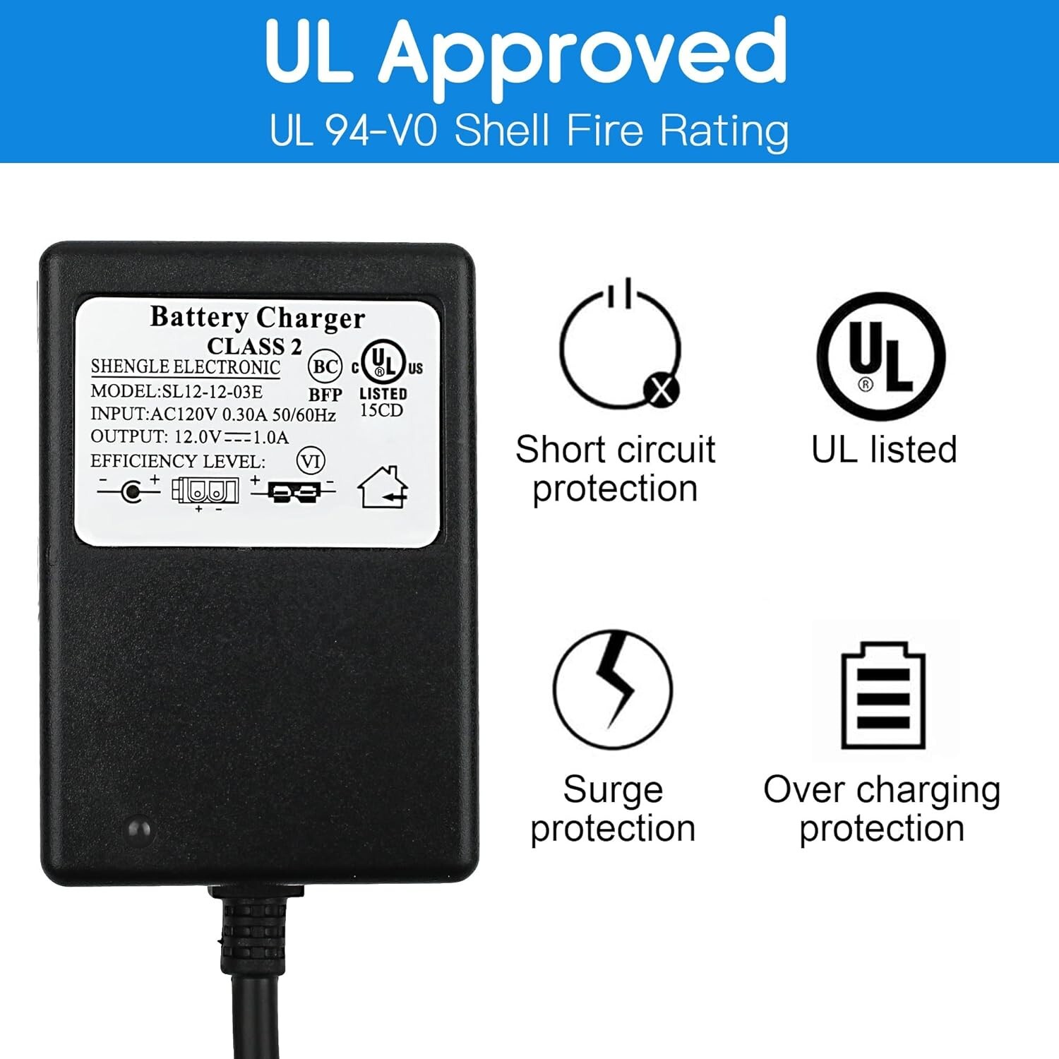 Universal 6FT Cable Length – Compatible 12V Battery Charger – Certified Safe