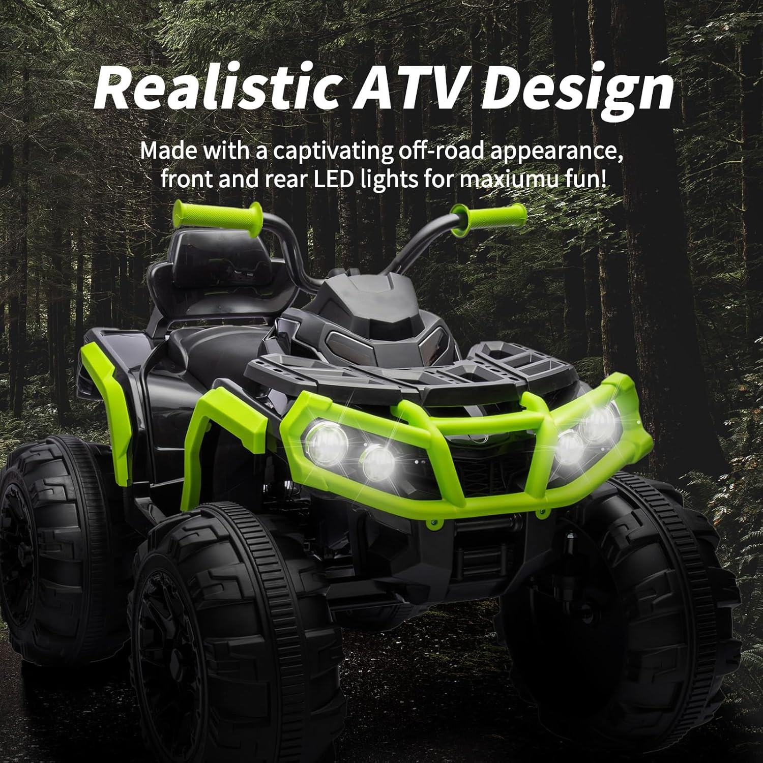 24V Kids ATV 4 Wheeler, Electric ATV Four Wheeler for Big Kids W/Wireless, 2X200