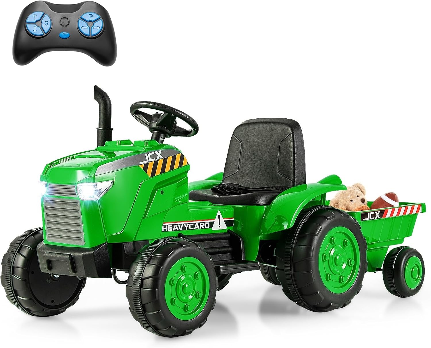 HONEY JOY 12V Kids Ride On Tractor with Trailer and Remote Green