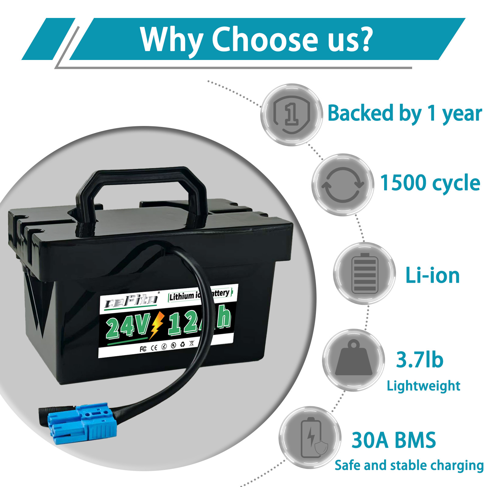 24V 12Ah Lithium Battery 24Volt Kids Ride-On Cars & Toy Cars Replacement Battery