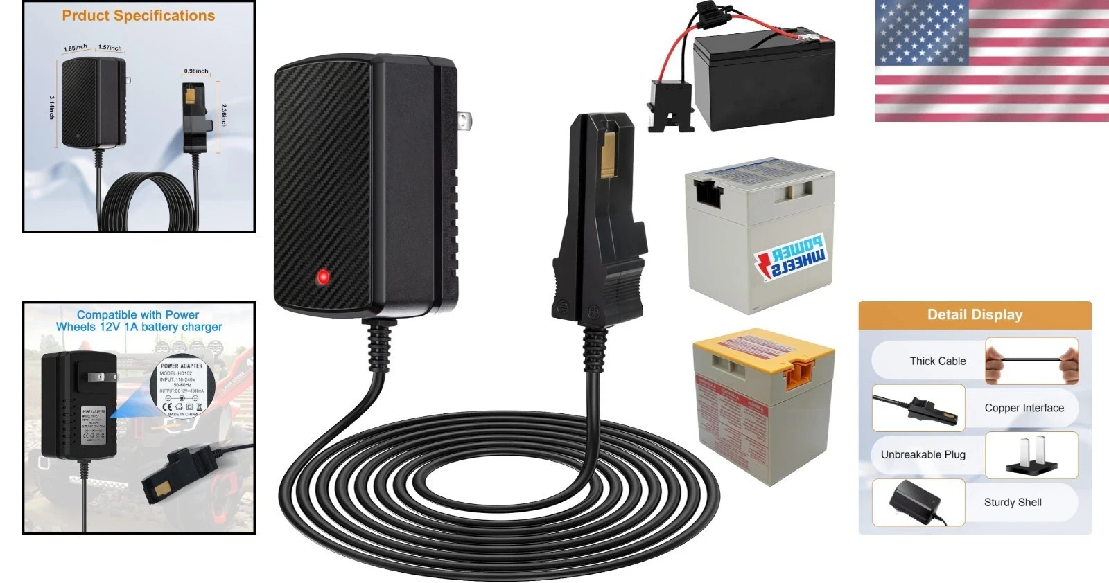 12V Battery Charger Replacement for Power Wheel Battery Charger for All Power…