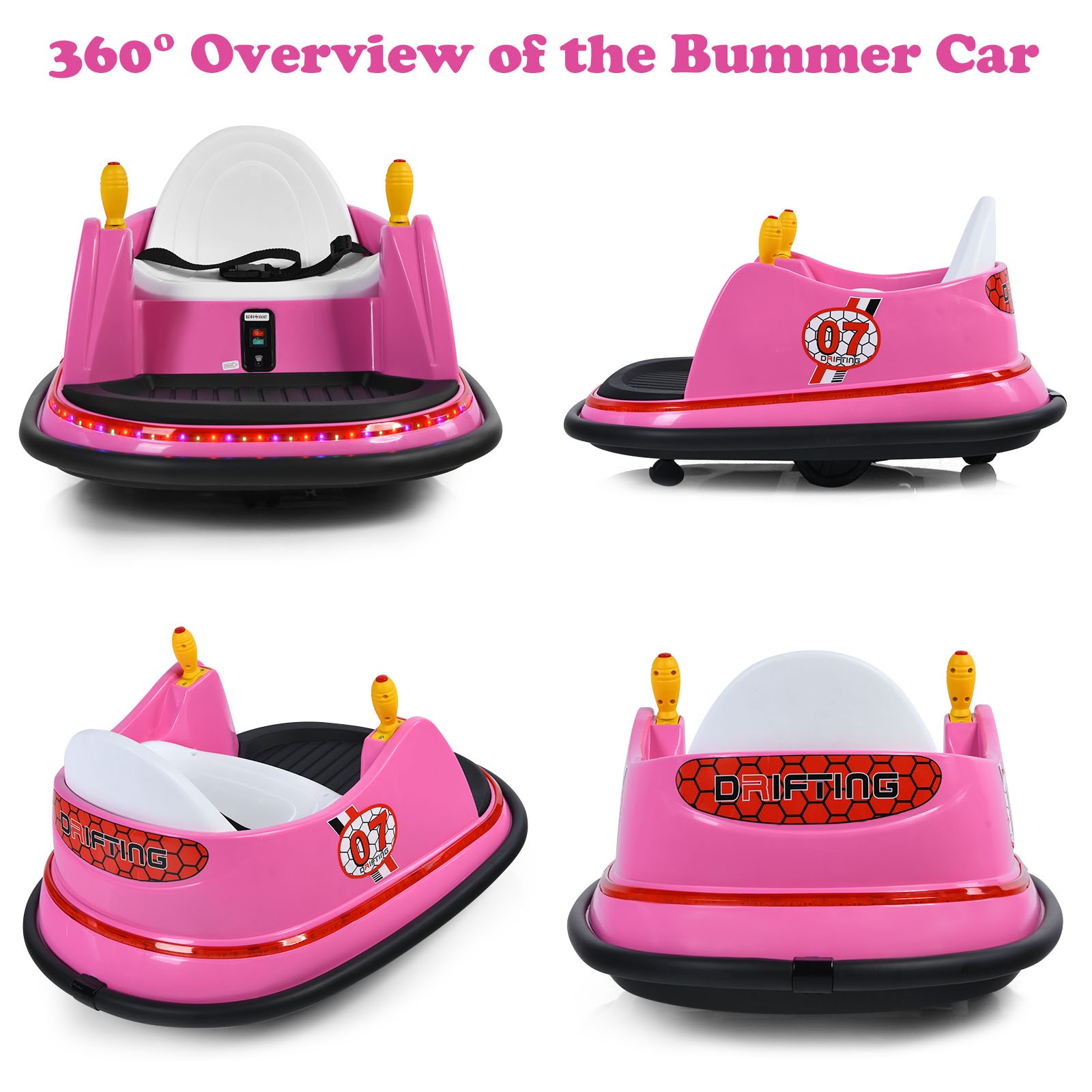 6V Kids Ride On Bumper Car Vehicle 360° Spin Race Toy w/ Remote Control Pink