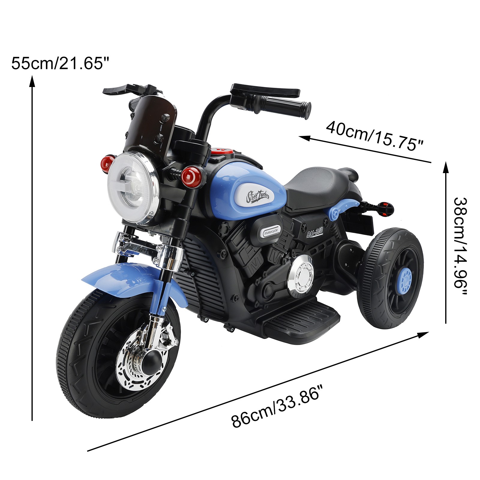 🏍️3 Wheel Kids Ride On Motorcycle 6V Powered Electric Dual Drive Toy Car Blue