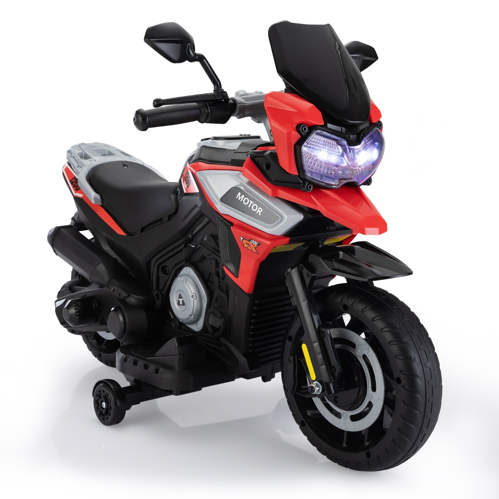 12V Kids Ride On Motorcycle, Battery Powered Off-Road Motorbike with Music