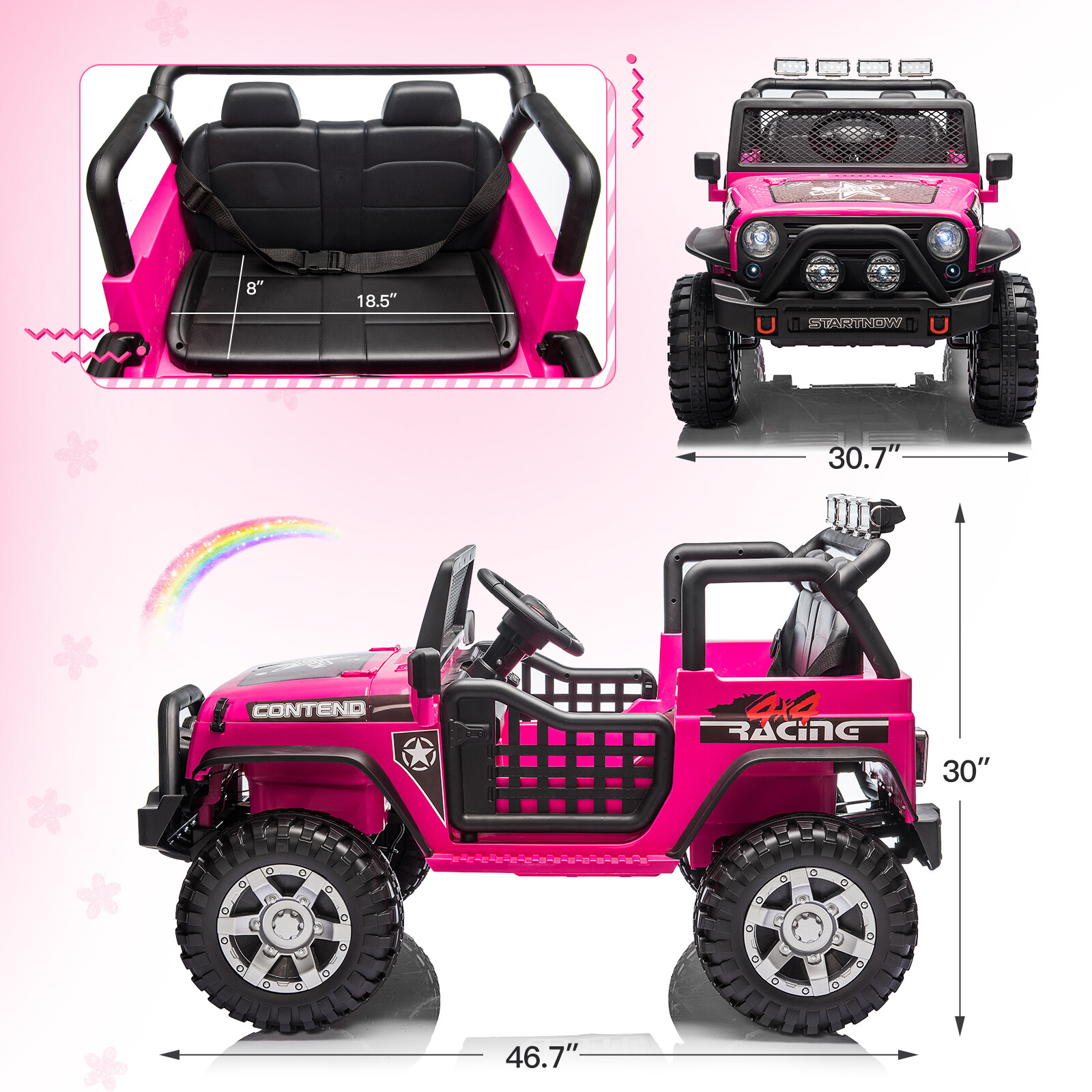 12V Kids Ride On Car Electric Vehicle Toy 2 Seater Truck Jeep w/ Remote Control