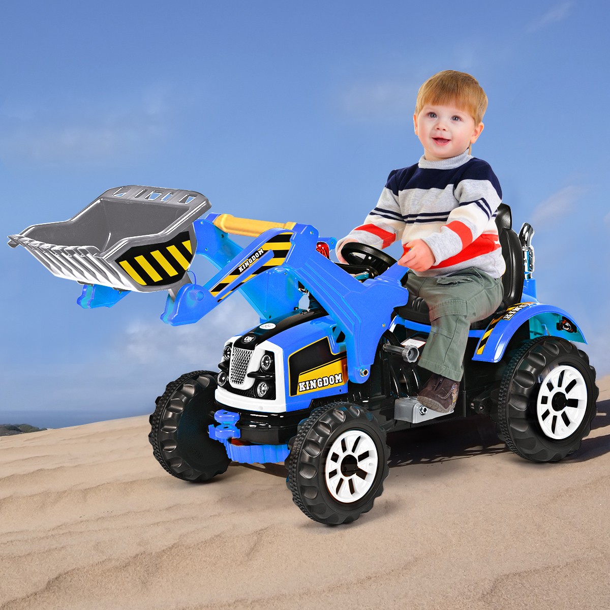 Kids Ride On Excavator Truck 12V Battery Powered With Front Loader Digger