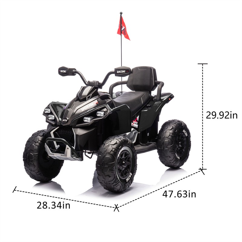 24V Kids Ride On Toy Electric ATV 4-wheel shock absorber 1.24-3.73MPH Aged 3-12