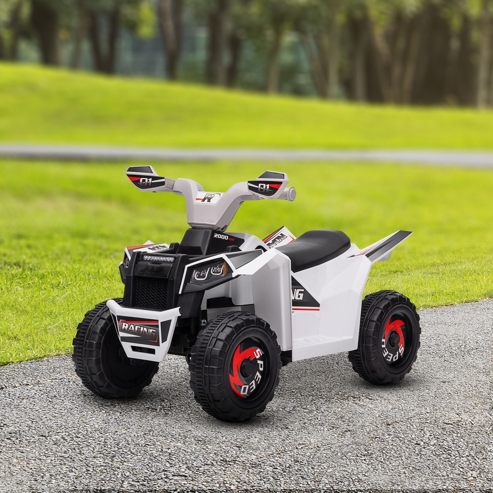 Kids ATV Quad Car, 6V Four-Wheeler w/ Forward Backward, White