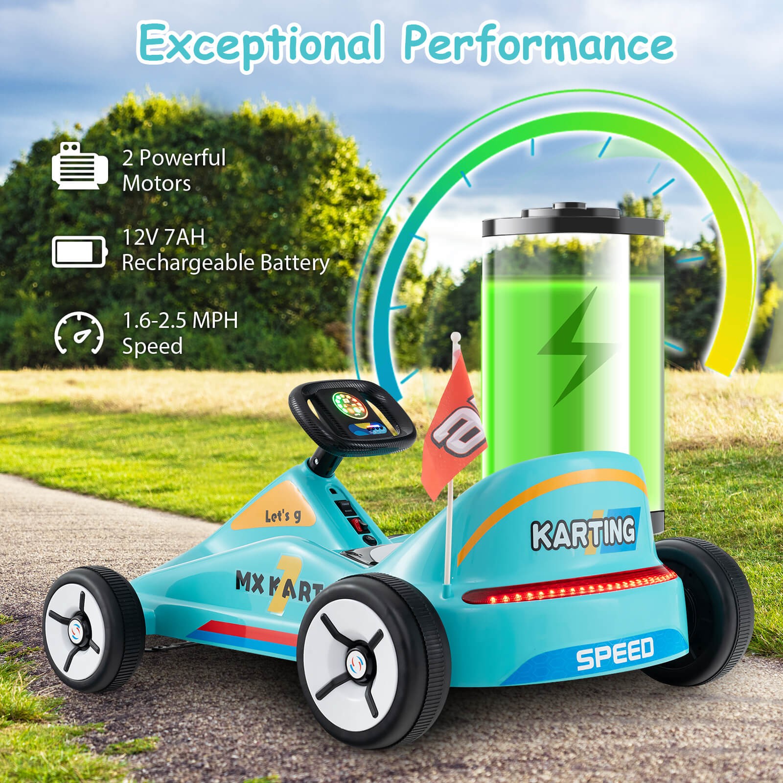 12V Kids Electric Go Kart 7AH Battery Powered Ride on Race Toy w/ Remote Control