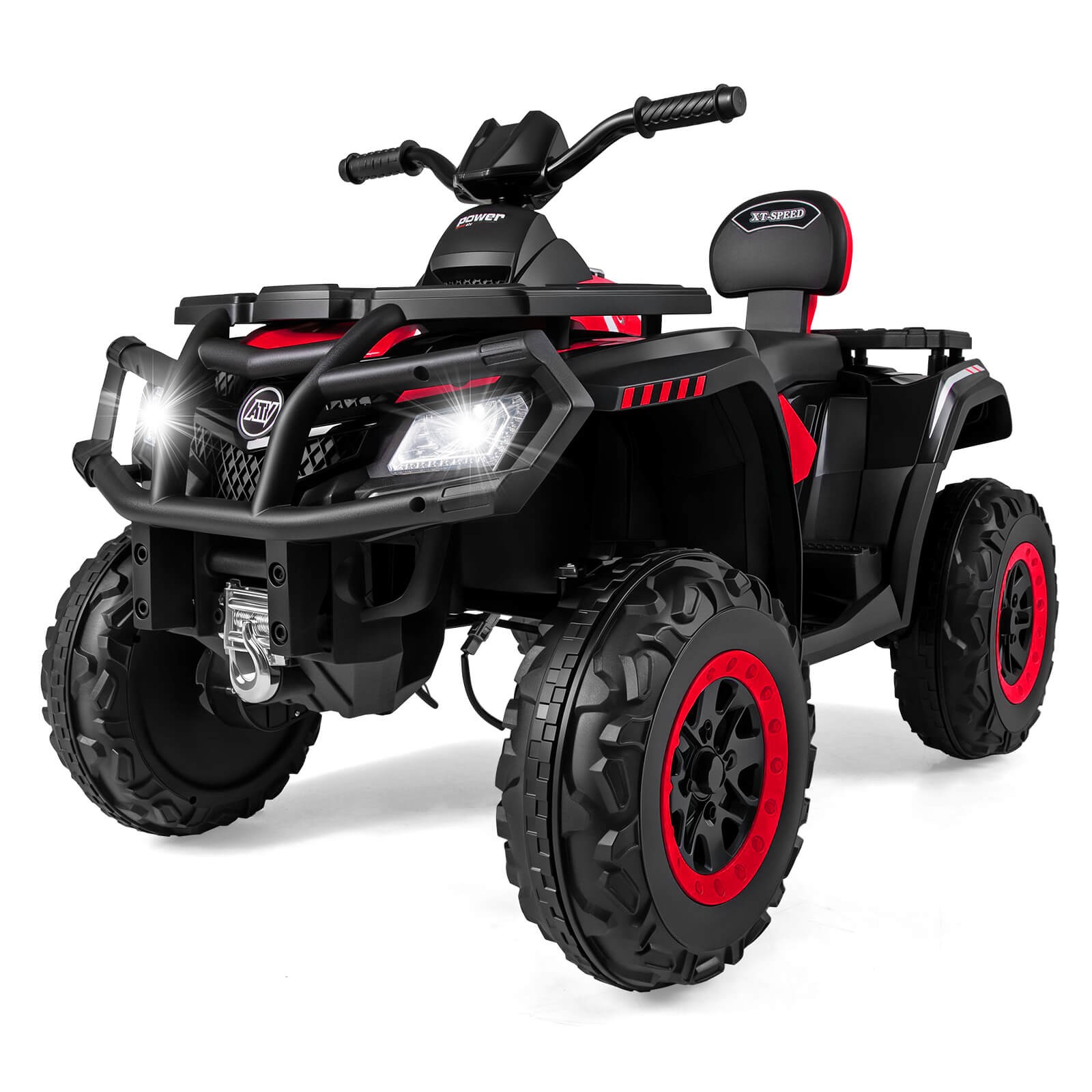 24V 2-Seater 4-Wheeler Quad Electric Vehicle w/ 4 Motors, Soft Start LED Lights