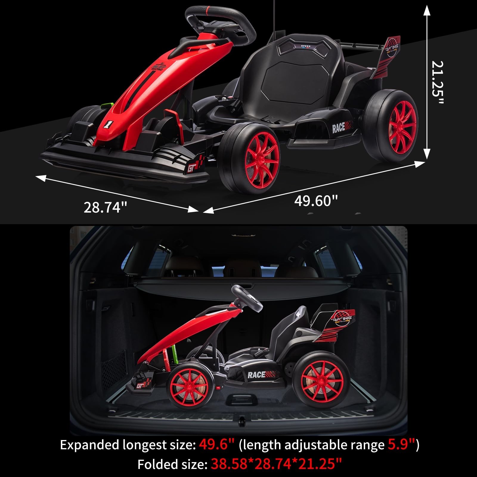 24V Electric Go Kart for Kids Drift Kart Outdoor Race Car Ride on Toy Drifting