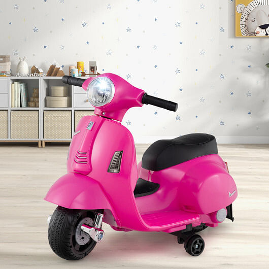 Kids Ride on Motorcycle Licensed Vespa with LED Headlight and Horn Sound-Pink –