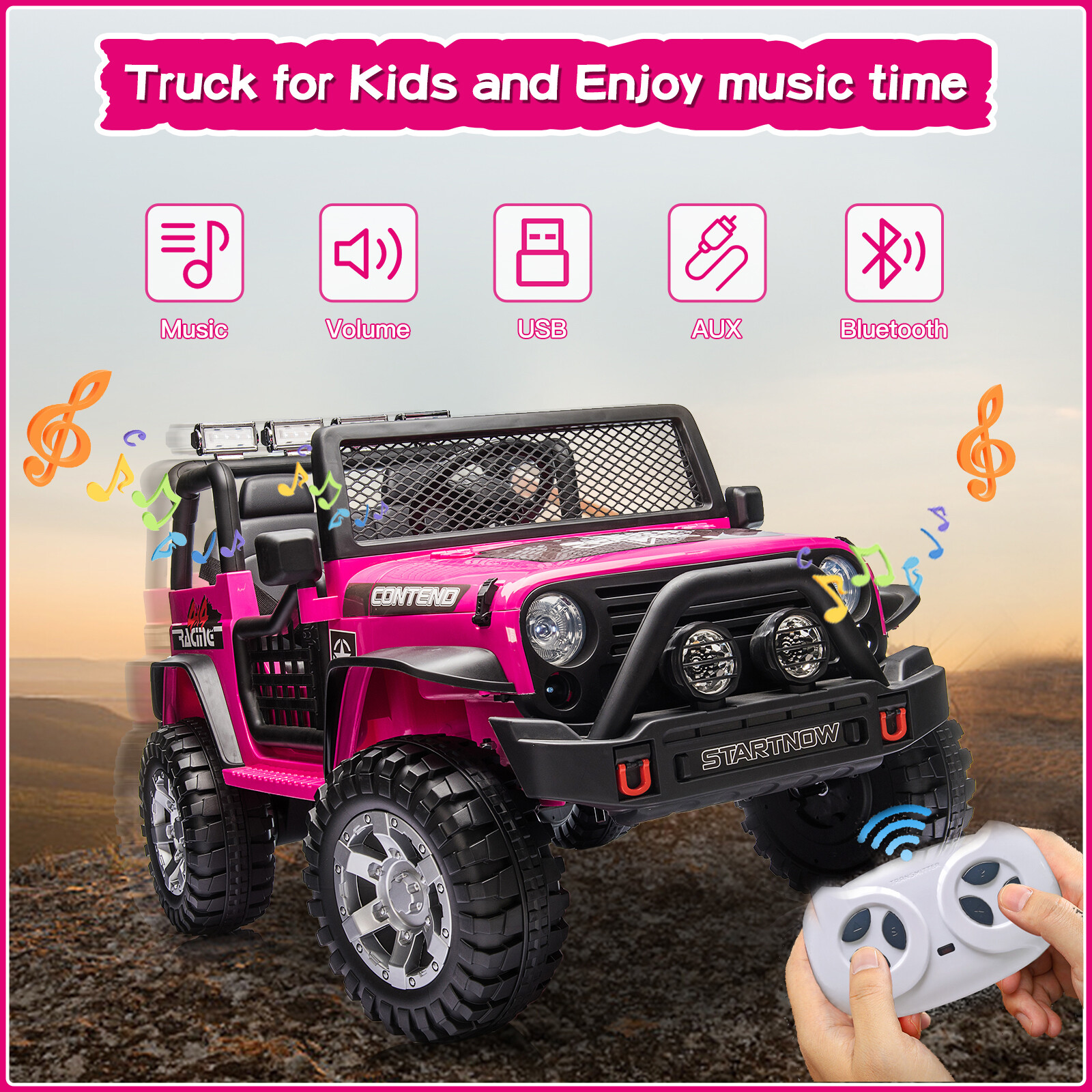 12V Kids Ride On Car Electric Vehicle Toy 2 Seater Truck Jeep w/ Remote Control